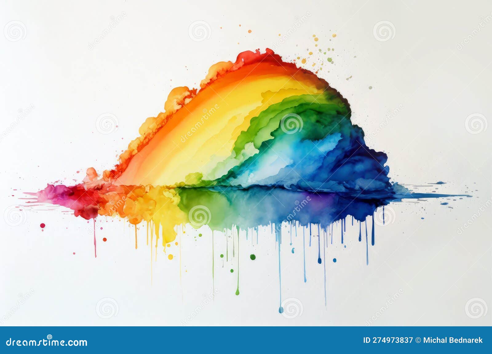 Paint Splash of Rainbow LGBT Flag. Generative AI Stock Illustration