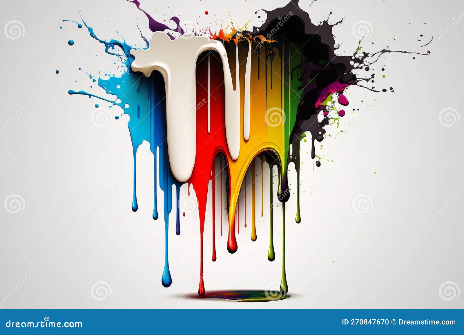 Paint Splash in Rainbow Vibrant Colors Flowing from a White Background. Ai  Generated Stock Illustration - Illustration of artist, palette: 270847670