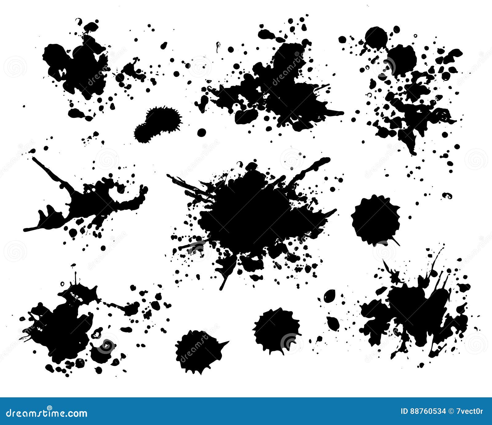 paint splatter splash silhouettes collection in black