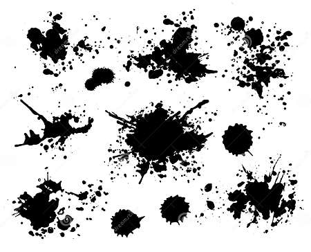 Paint Splatter Splash Silhouettes Collection in Black Stock Vector ...
