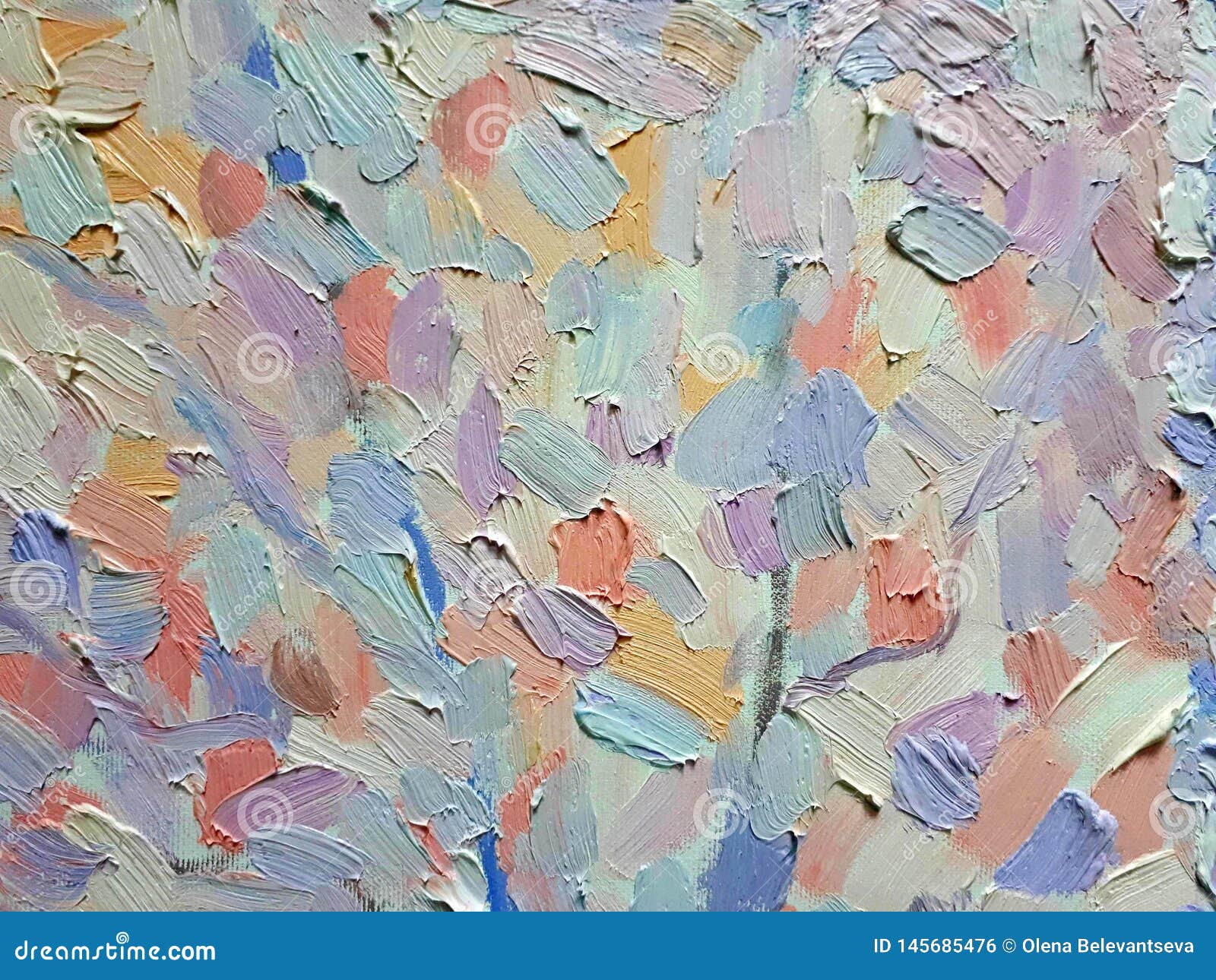 Paint Strokes and Texture of Oil Paint on Canvas, Background of Multi