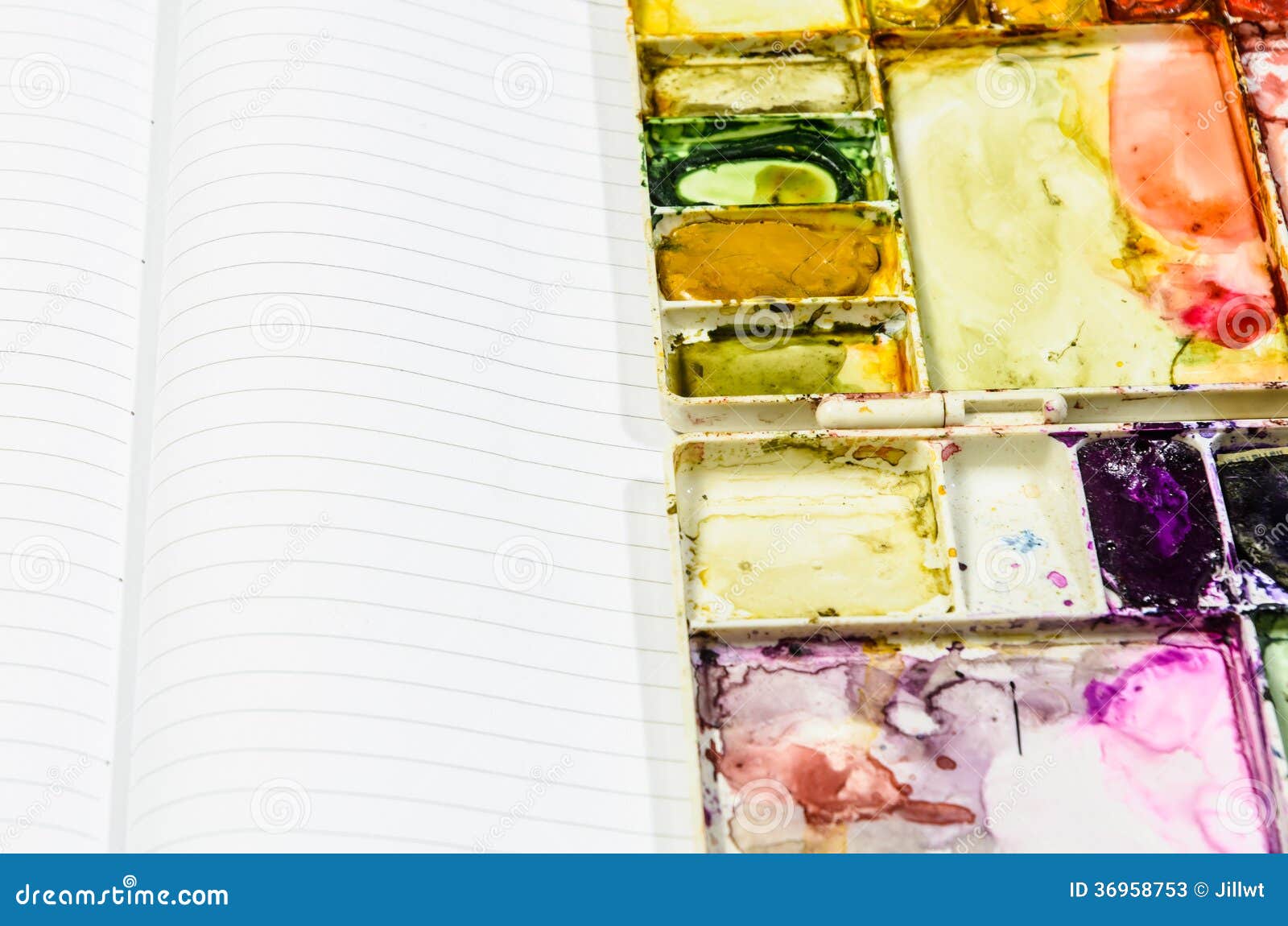 Paint tray and paper stock image. Image of palette, symbol 36958753
