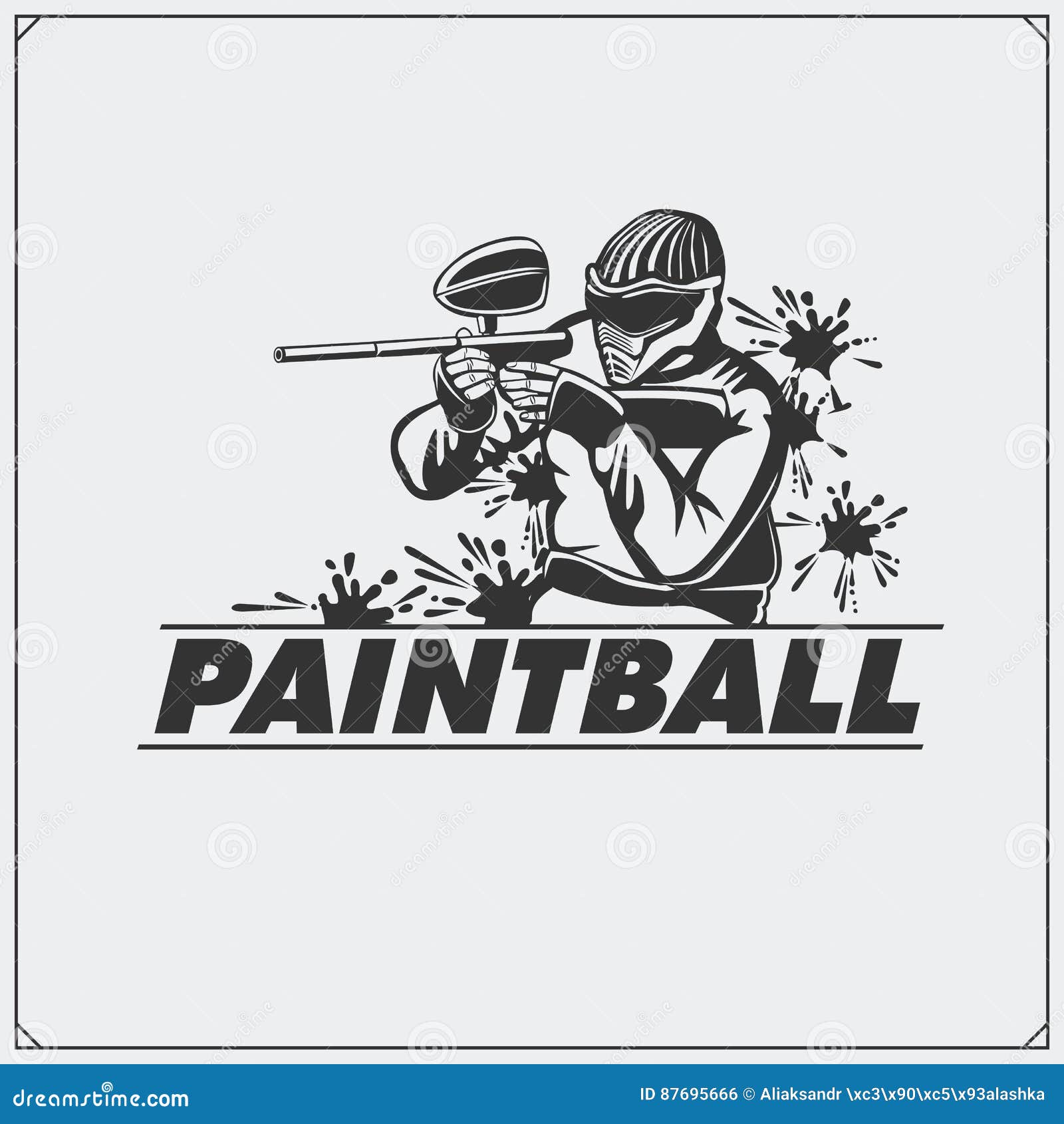 Paintball Club Symbols Icons Protection Uniform And Sport Game Design