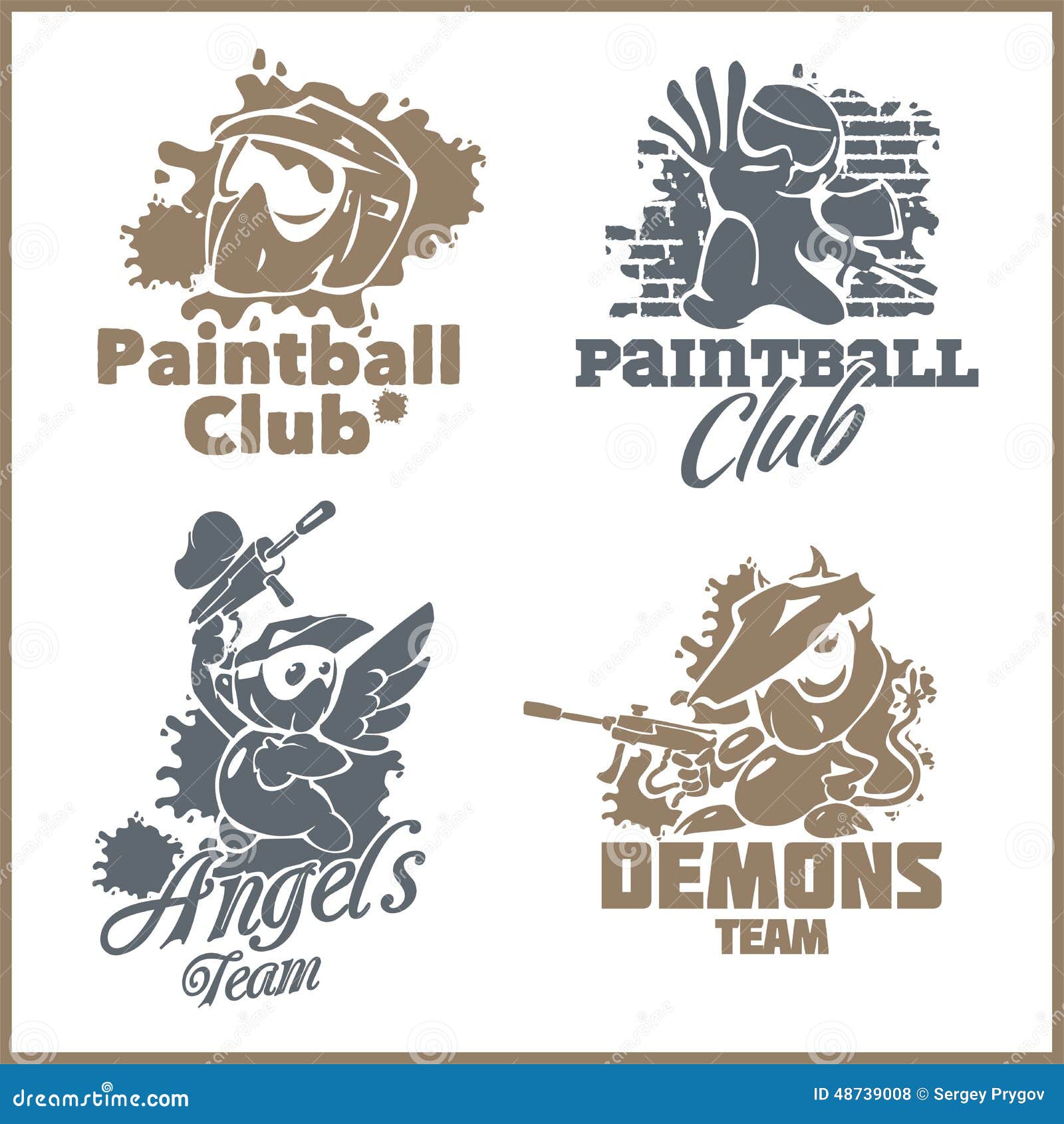 Paintball Emblem and Logo Vinylready Vector Set Stock Vector