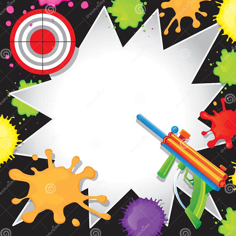 PaintballGeburtstagEinladung Vektor Abbildung Illustration von