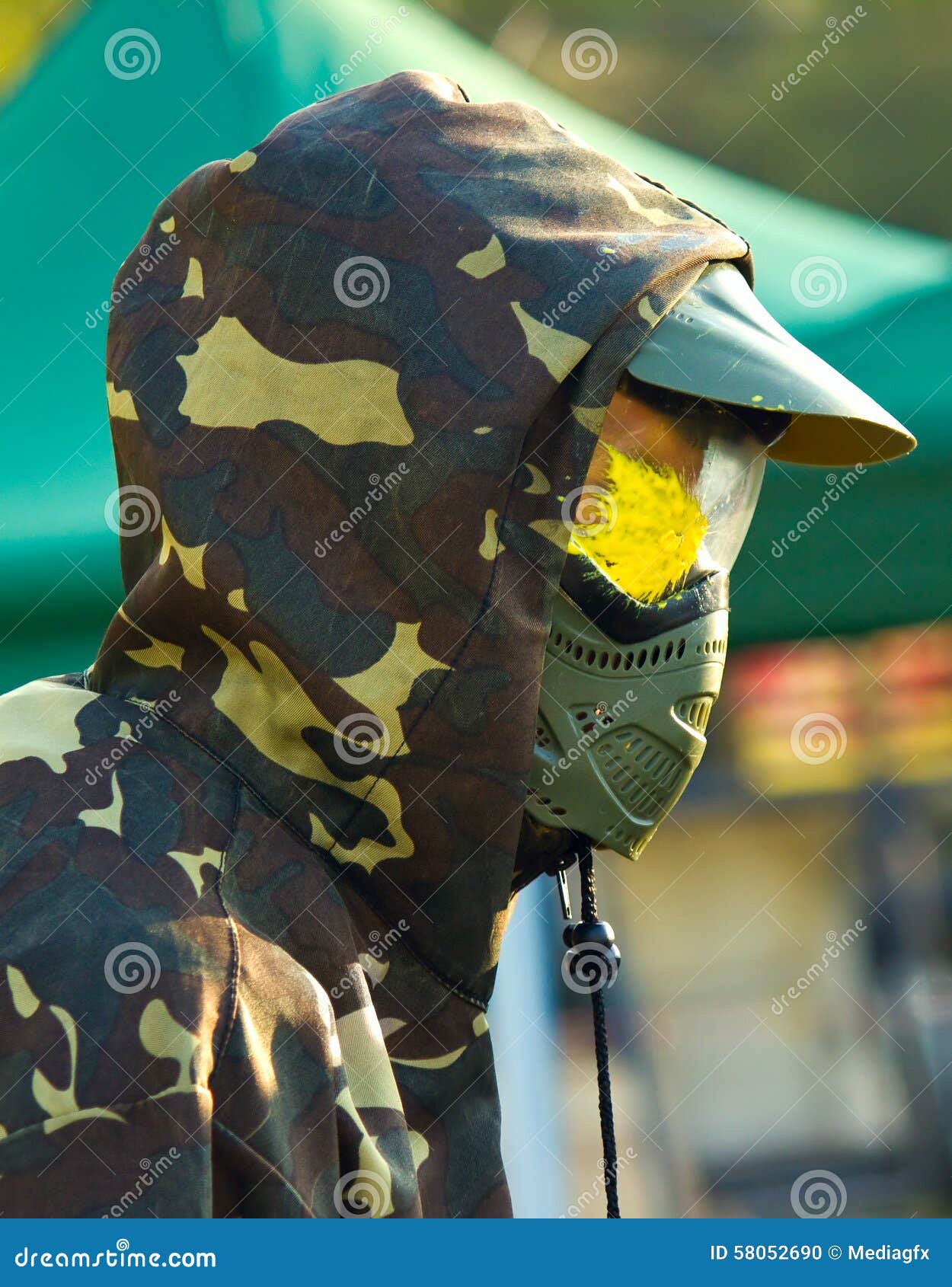 Paintball headshot stock photo. Image of brush, game 58052690