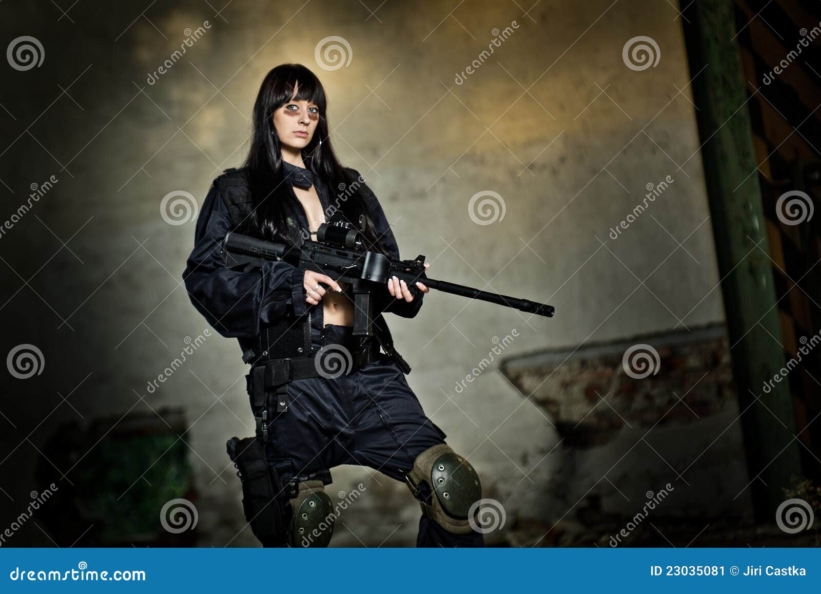 Paintball marker and girl stock image. Image of camouflage 23035081