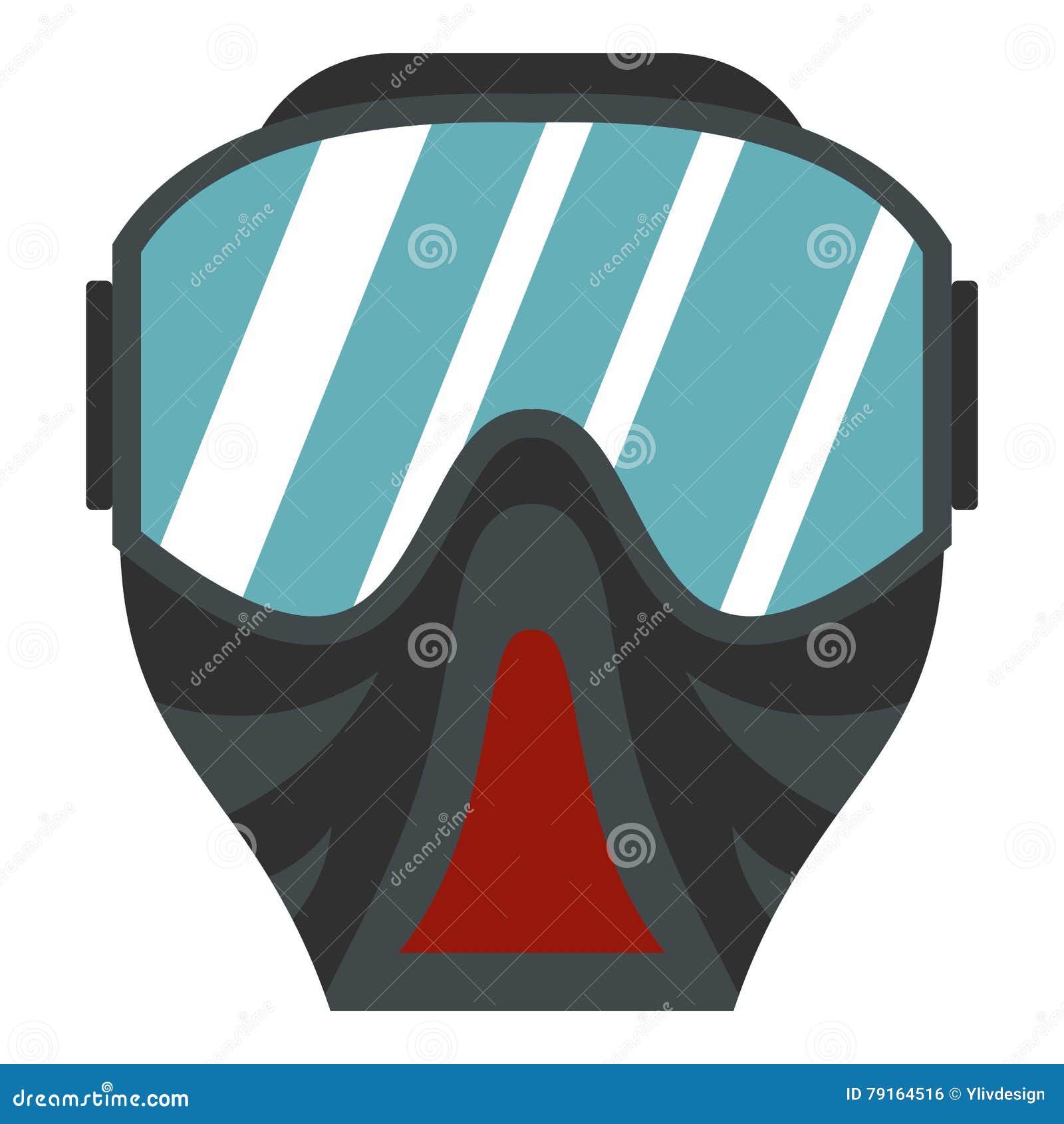 Paintball Mask Icon, Flat Style Stock Vector Illustration of gear