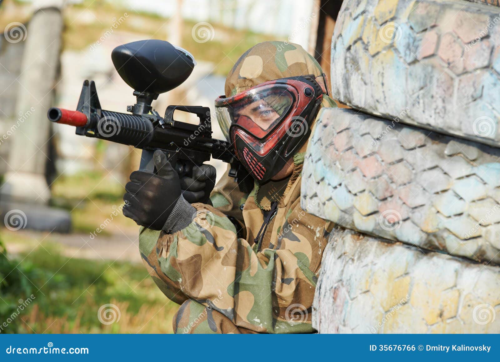 Paintball Player Aiming The Gun RoyaltyFree Stock Image 23487250