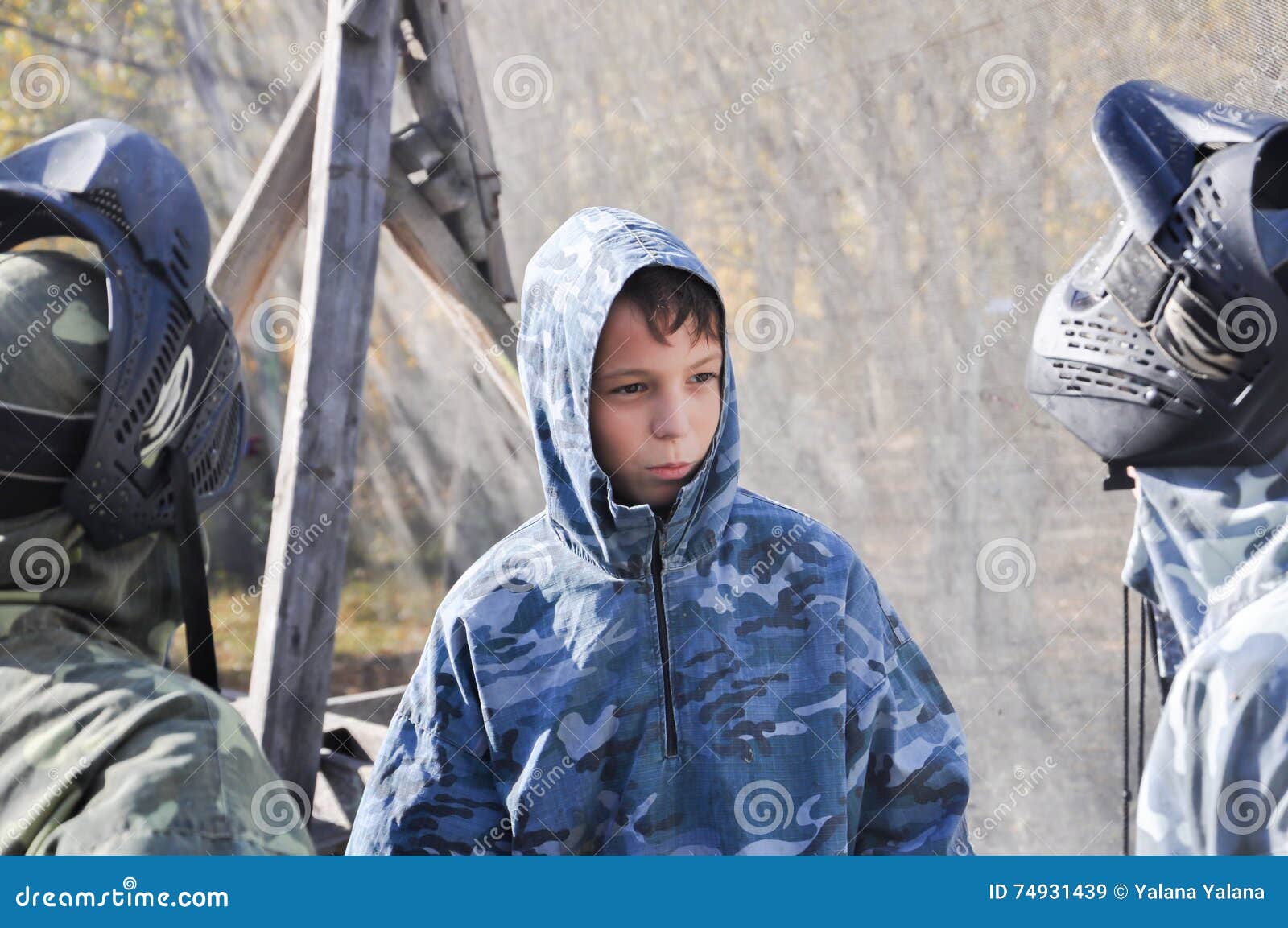Paintball Player in Camouflage Outdoors Stock Image Image of