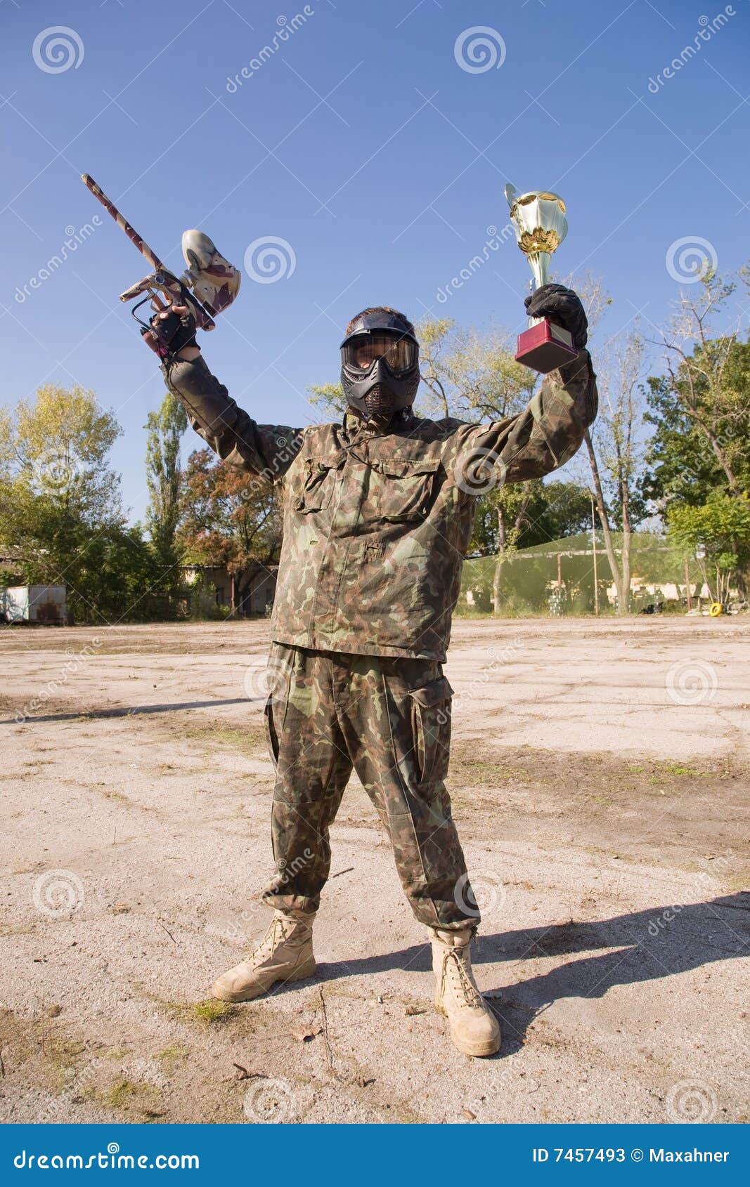 Paintball Player with Gold Cup Stock Image Image of color, extreme 7457493