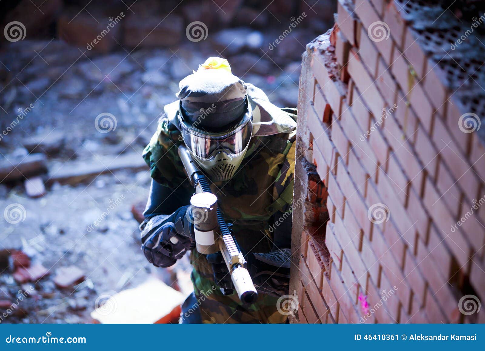 Paintball Player Holding Position Stock Image Image of fire, position 46410361