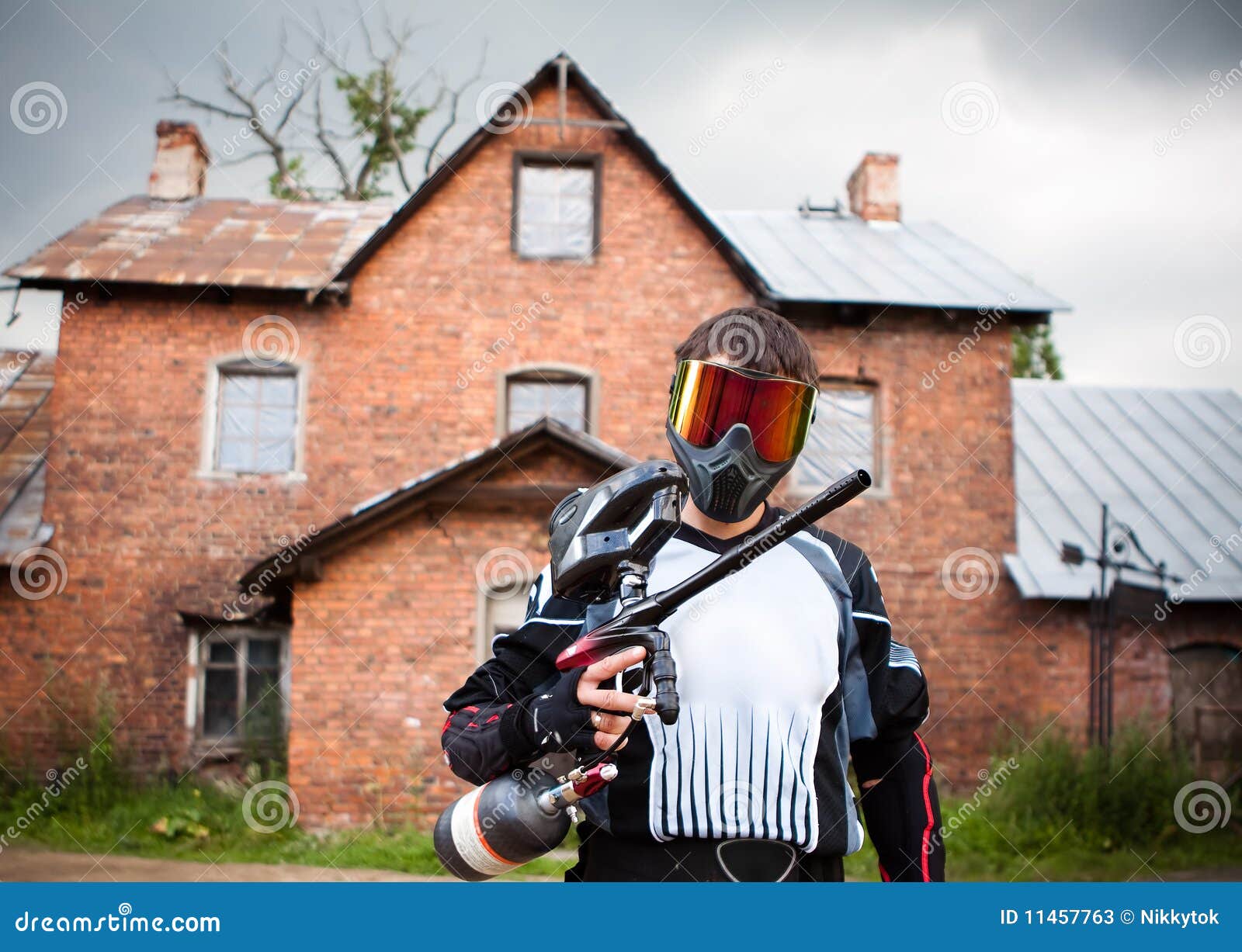 Paintball shooter stock image. Image of kill, ball, mask 11457763