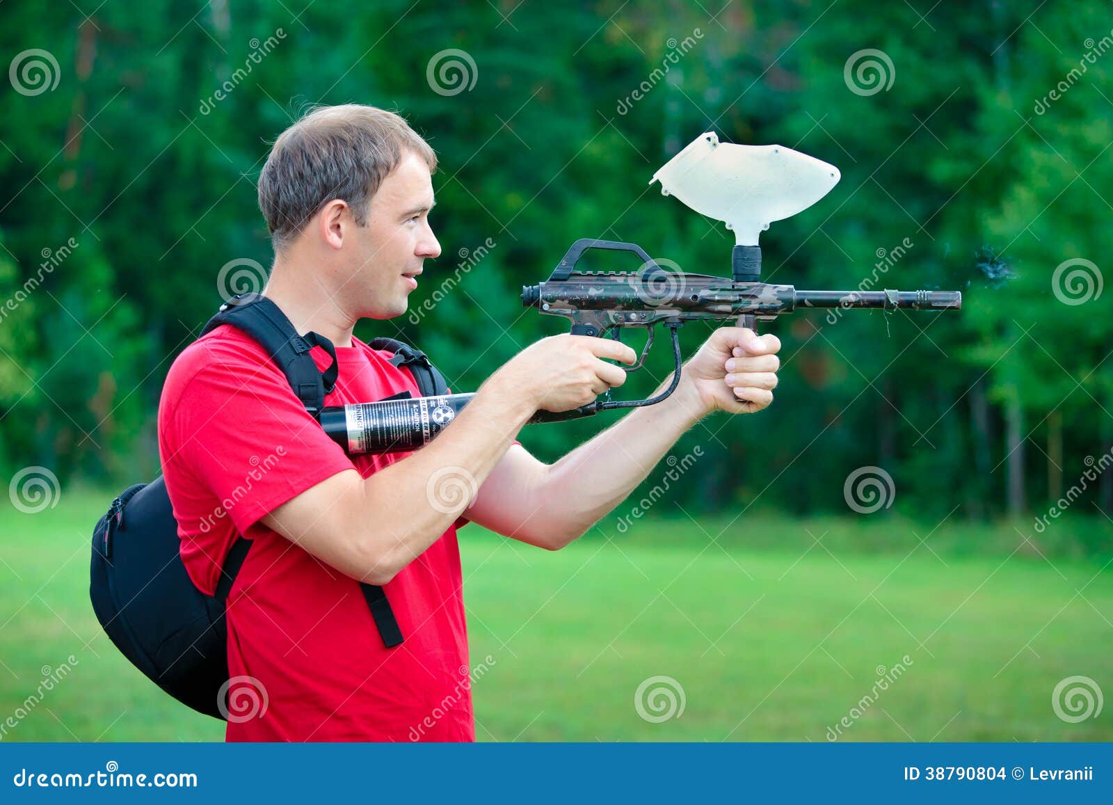Paintball Shooter Aiming the Gun Stock Photo Image of weapon, leisure