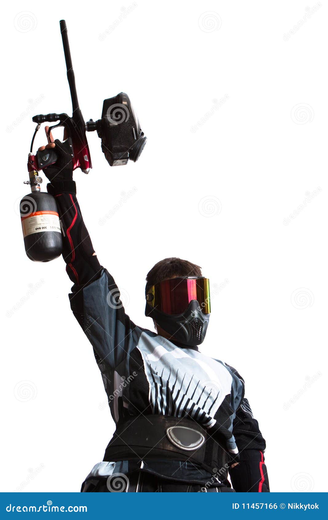 Paintball Shooter Holding a Gun Stock Photo Image of active