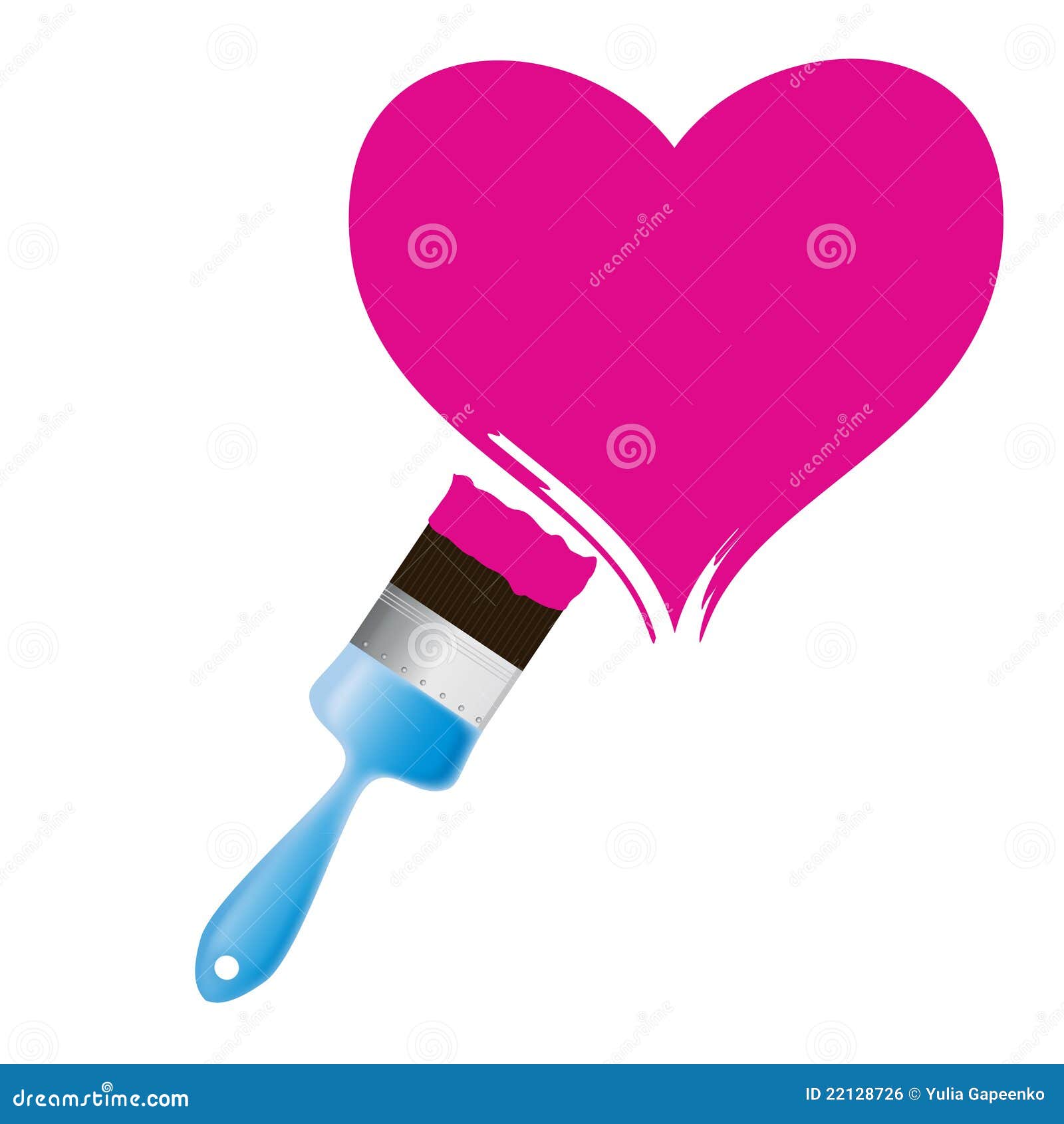 Paintbrush and pink heart. stock illustration. Illustration of amor