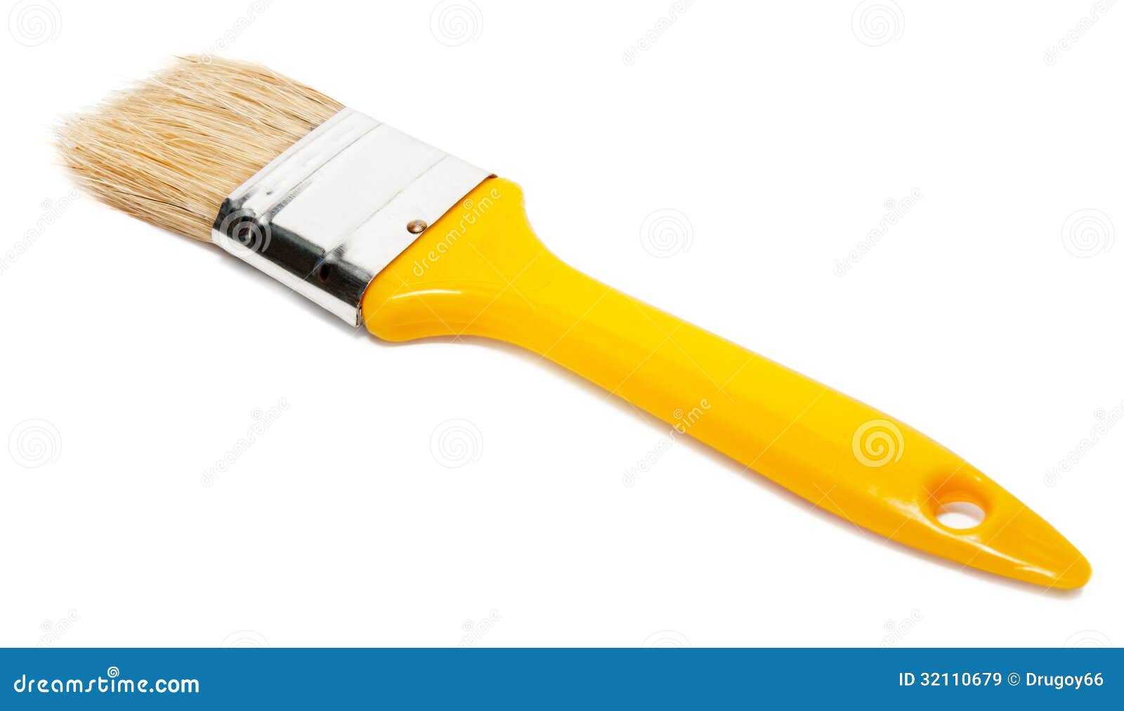 Paintbrush With Yellow Plastic Handle Stock Image Image of white