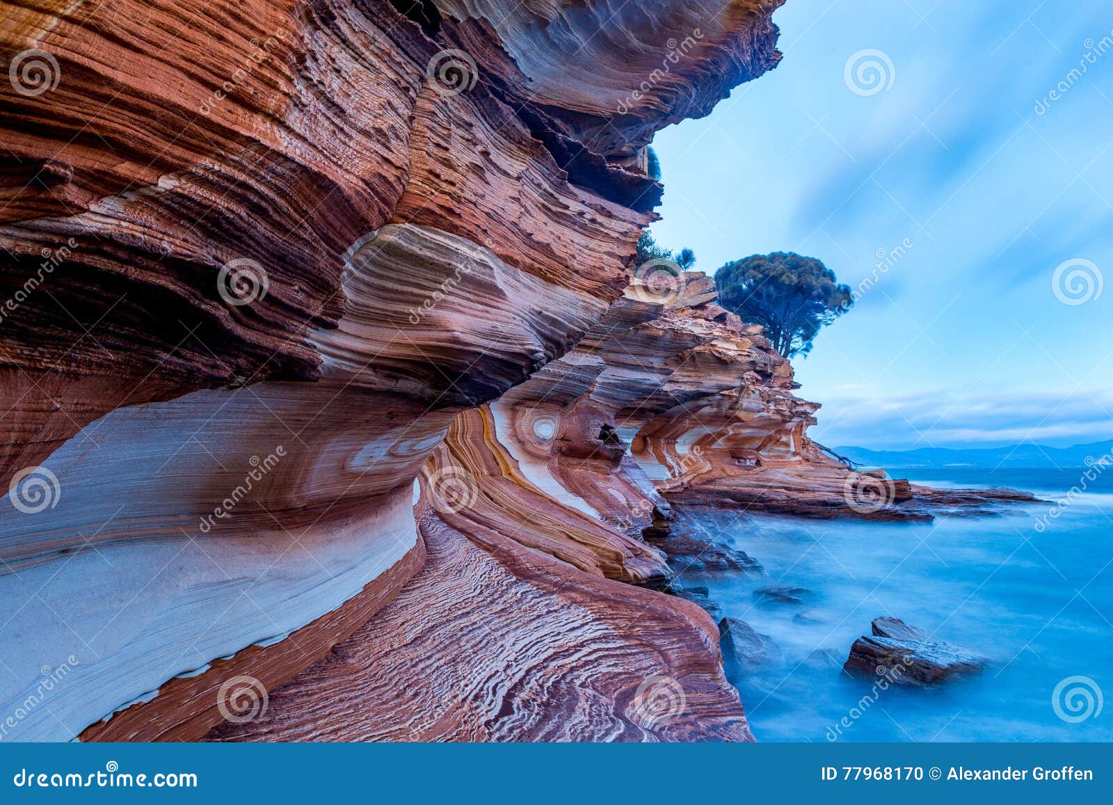 painted cliffs on maria island, tasmania