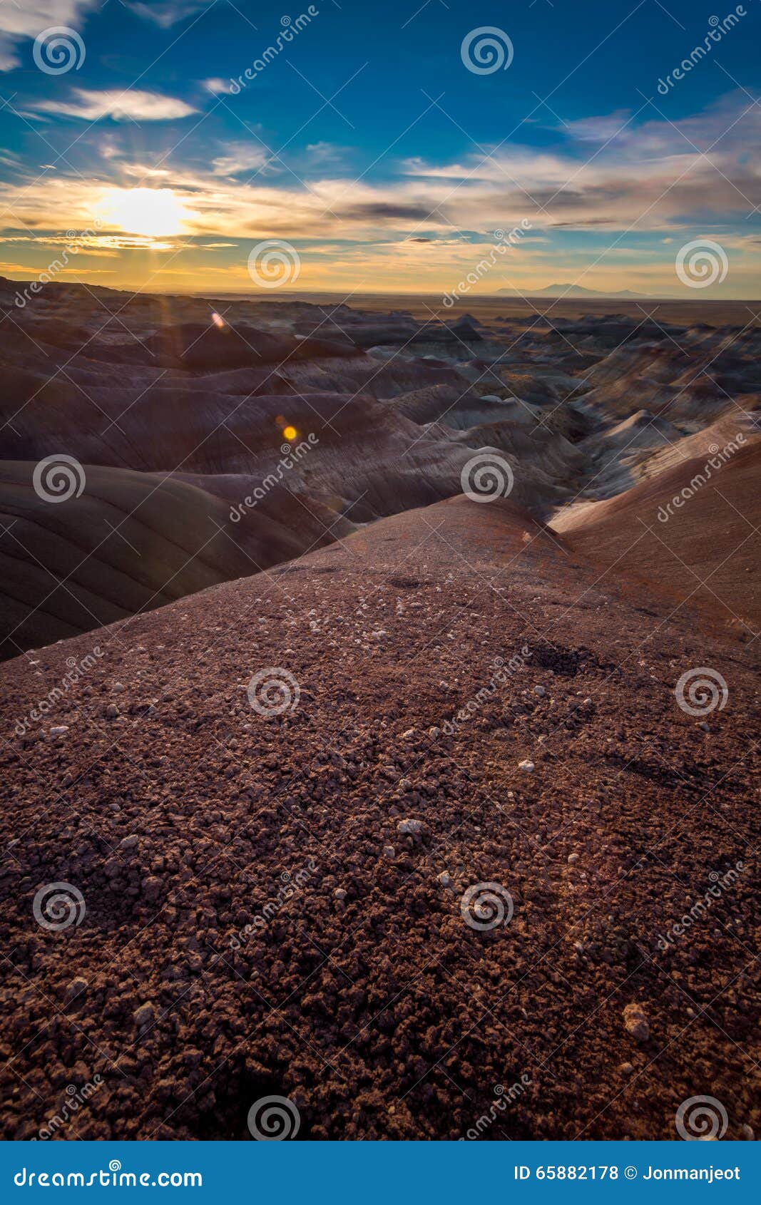 Painted Desert Sunset stock photo. Image of piece, petrified - 65882178