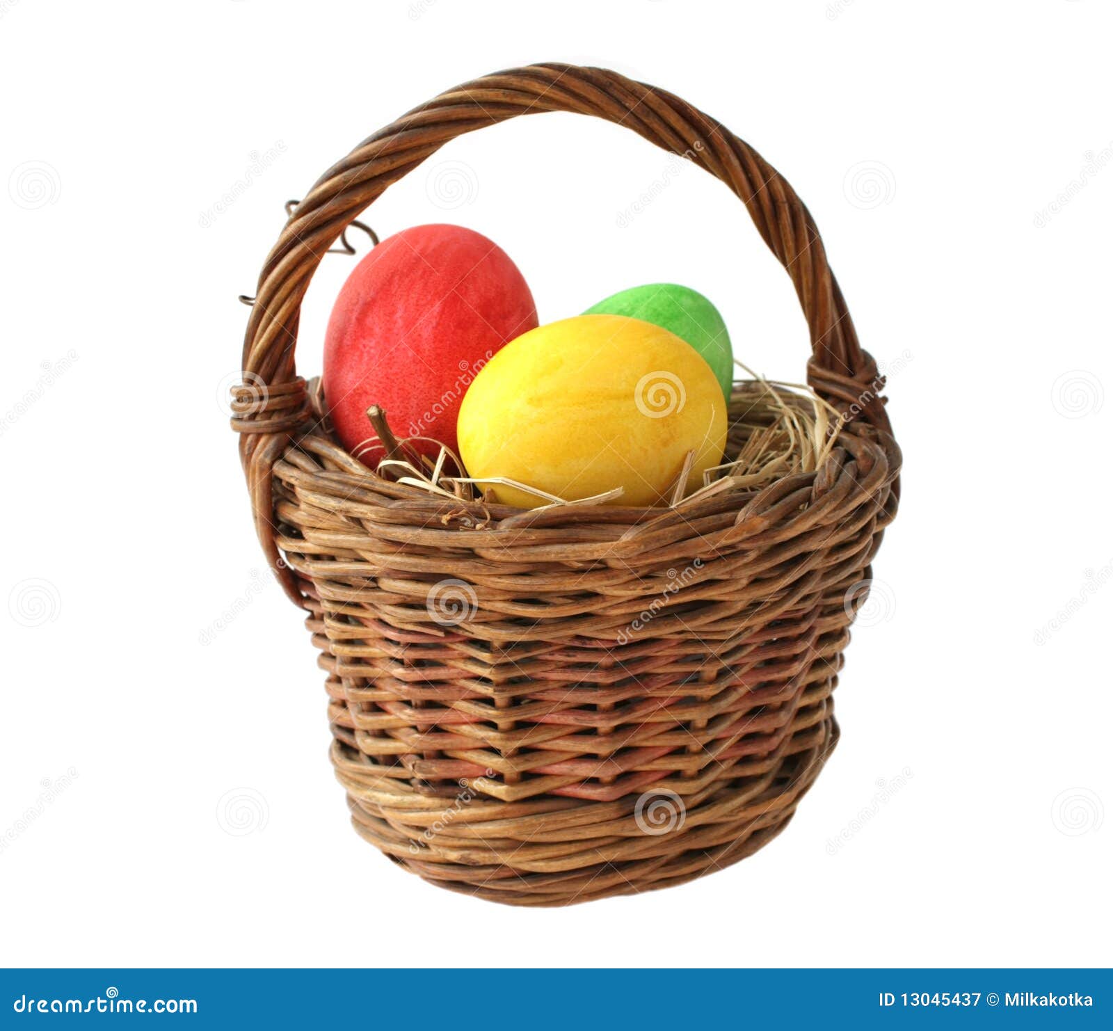 Painted Easter Eggs in Basket Stock Image Image of colorful, white 13045437