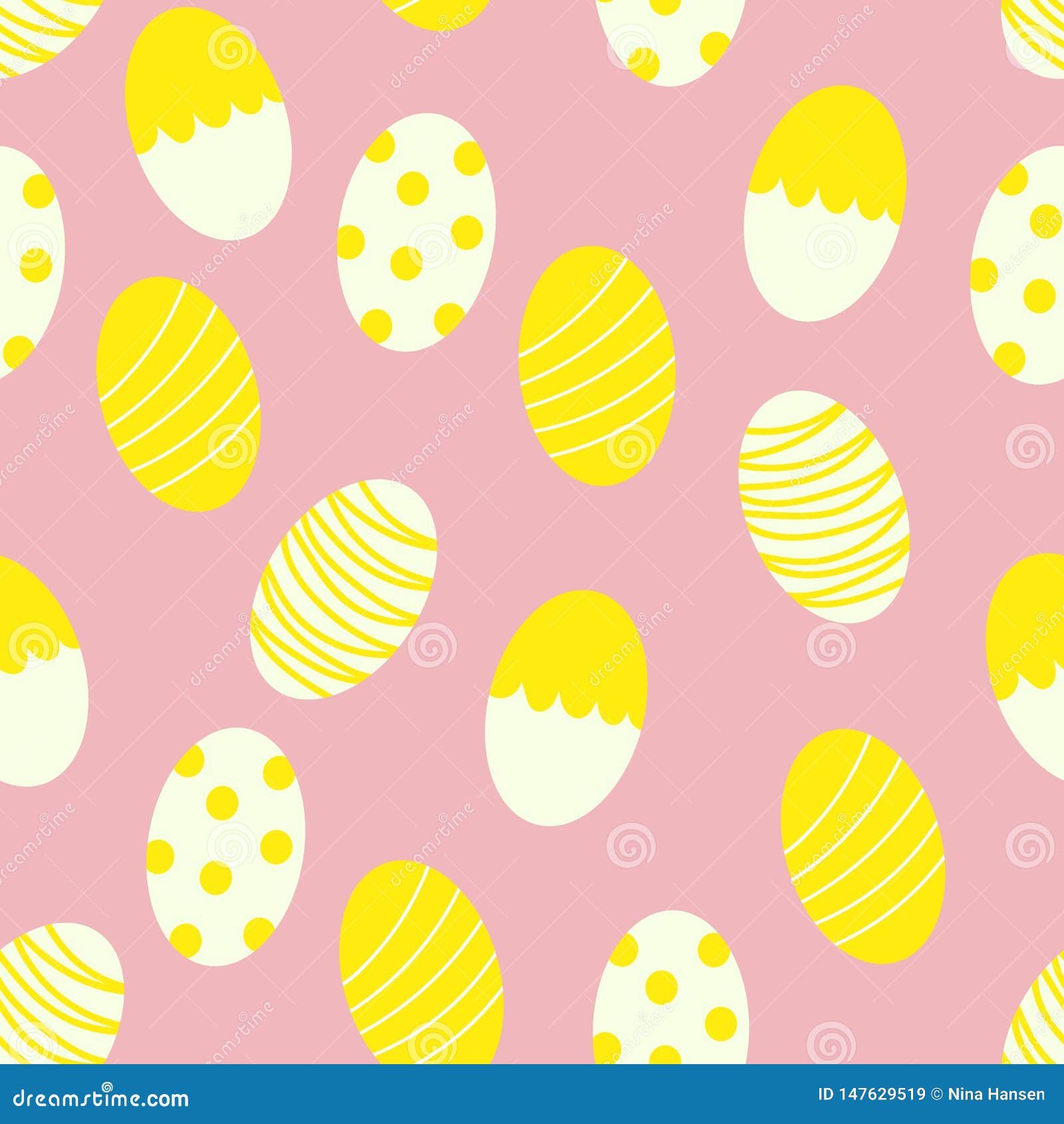 Painted Easter Eggs with Stripes and Dots Seamless Pattern Print