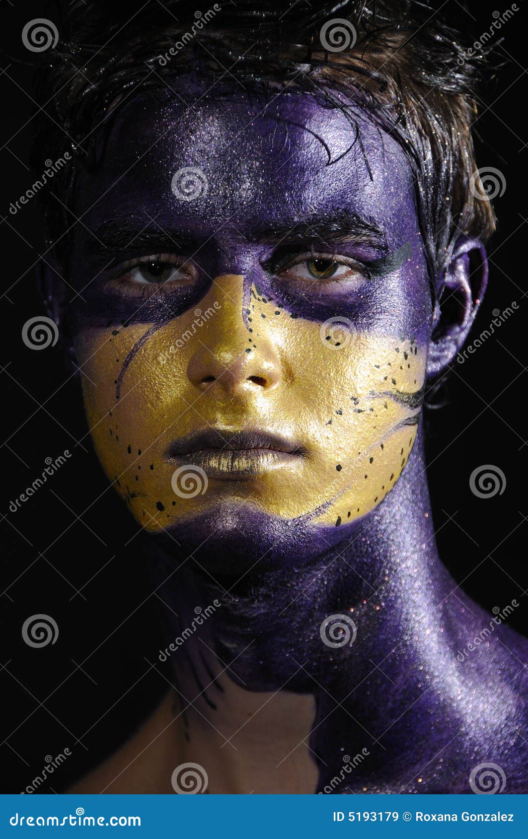Painted face stock image. Image of artistic, makeup, handsome 5193179