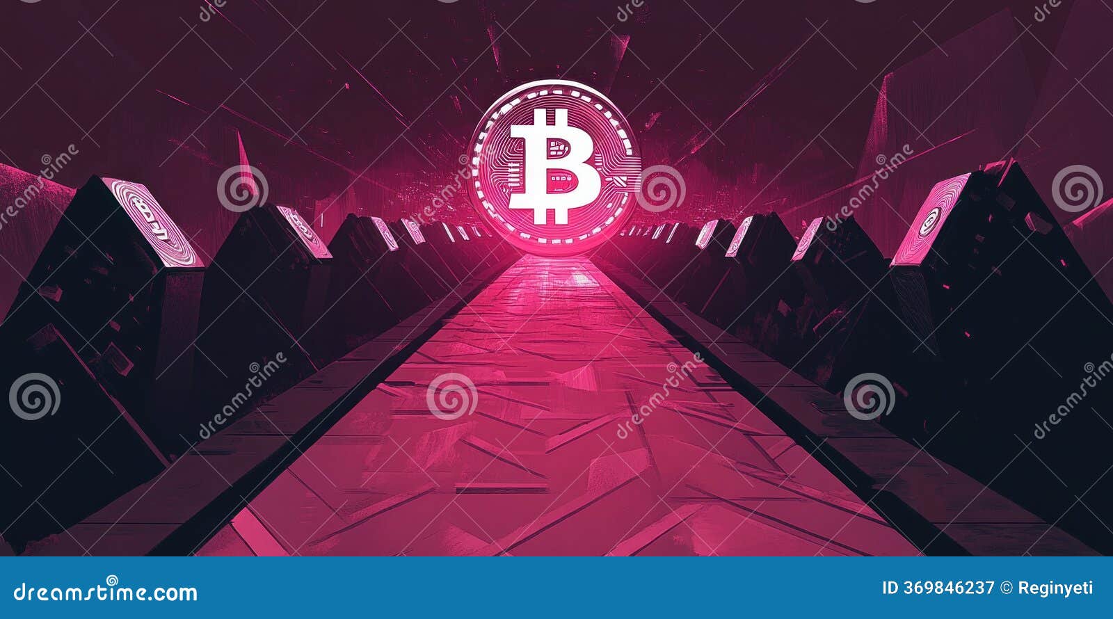 Futuristic Crypto Bridge with Bitcoin Logo and Silver Coins on Burgundy  Background for Banner Design Stock Illustration - Illustration of  futuristic, bridge: 369846237