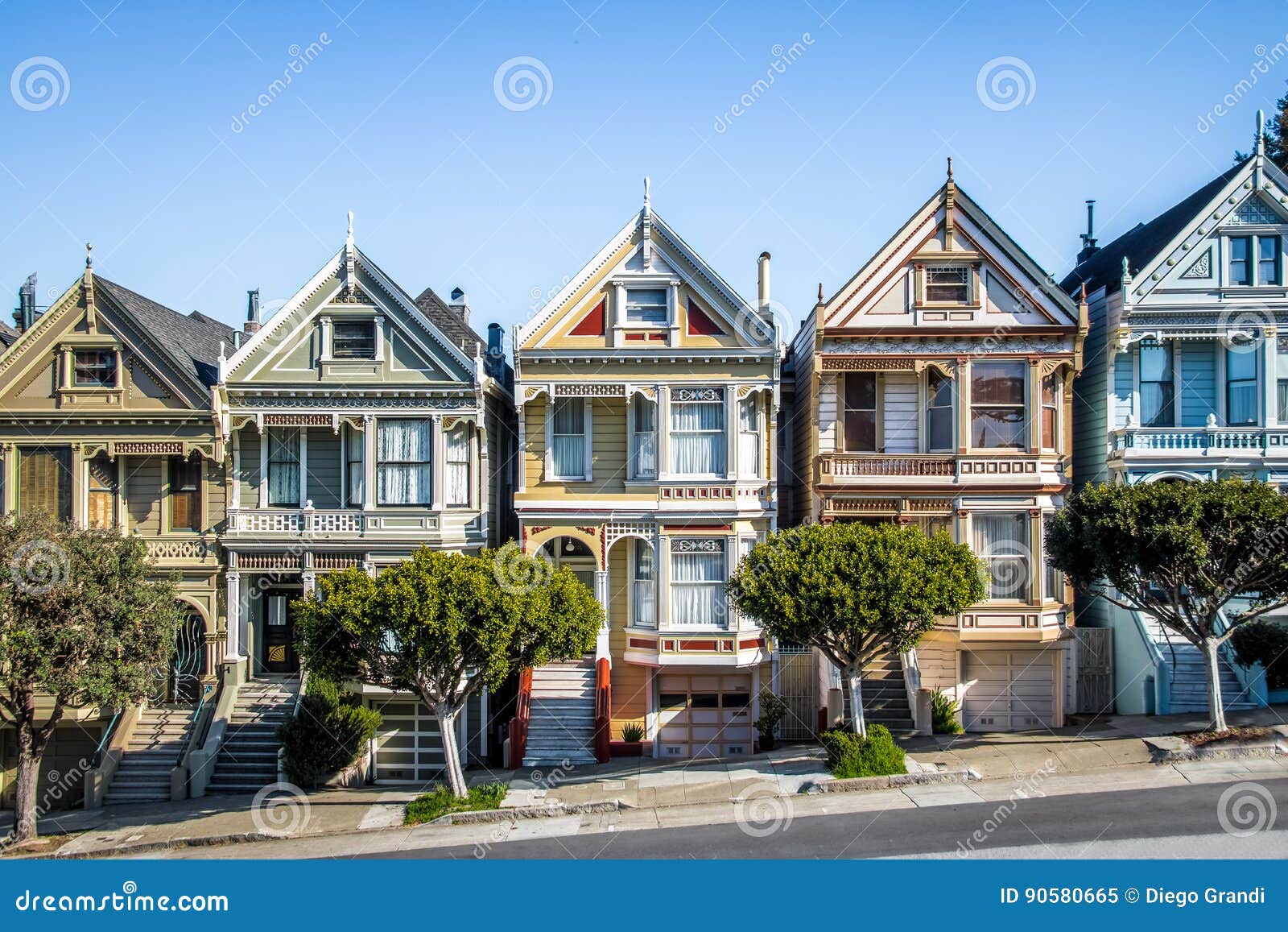 Painted Ladies Victorian Houses Row at Alamo Square - San Francisco,  California, USA Editorial Image - Image of francisco, american: 90580665