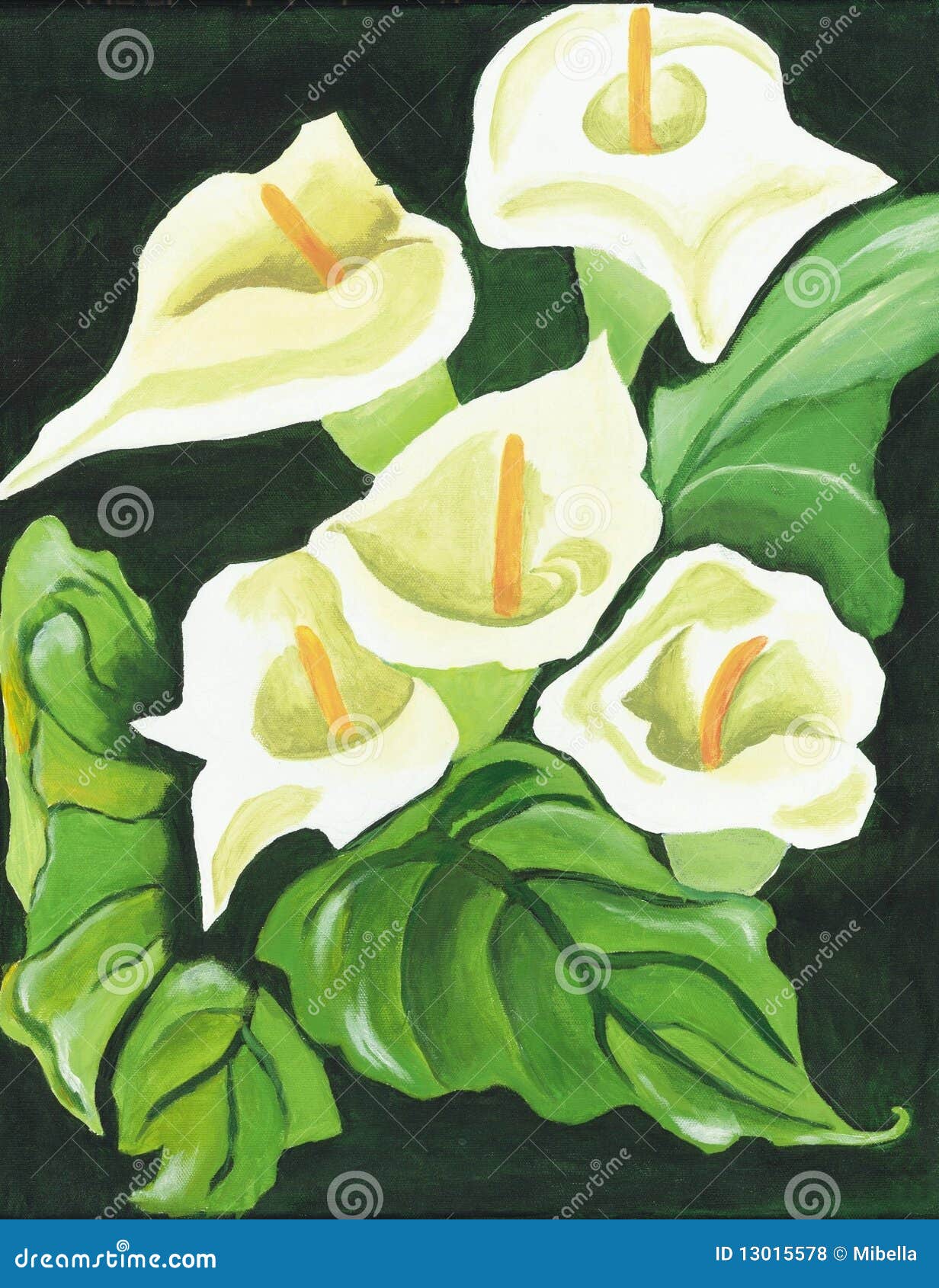 Painted Lily stock illustration. Illustration of green 13015578