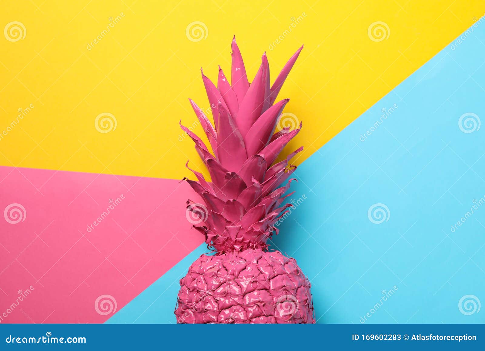 Painted Pink Pineapple on Multicolor Background Stock Image Image of