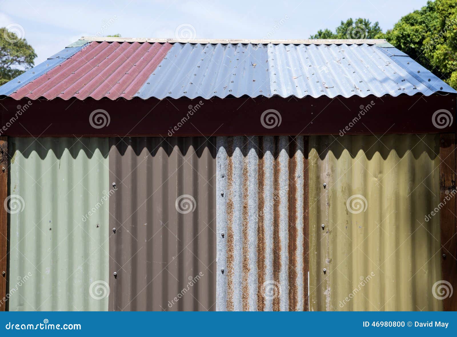 Painted And Rusty Corrugated Iron Stock Photo - Image ...