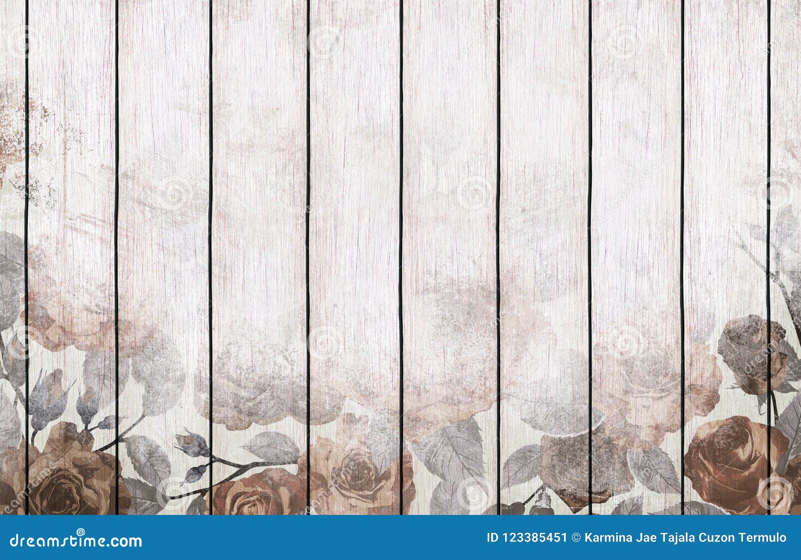 Painted Wood Background Wallpaper With Floral Design Stock Illustration Illustration Of Blue Construction 123385451