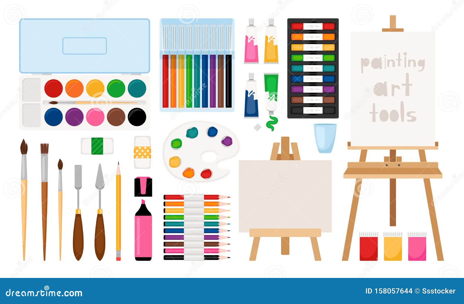 Painter art tools stock vector. Illustration of highlighter - 158057644