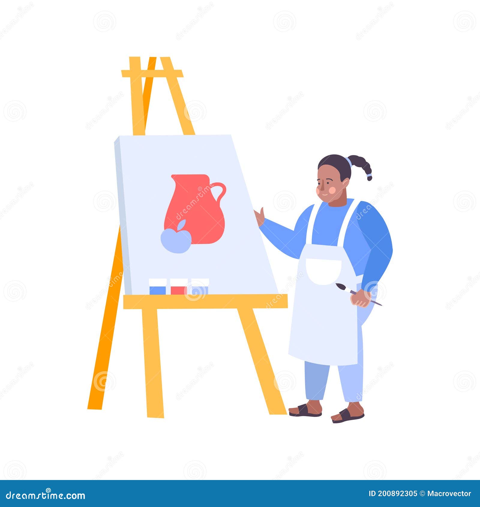 Painter Drawing Flat Composition Stock Vector Illustration of gallery, paint 200892305