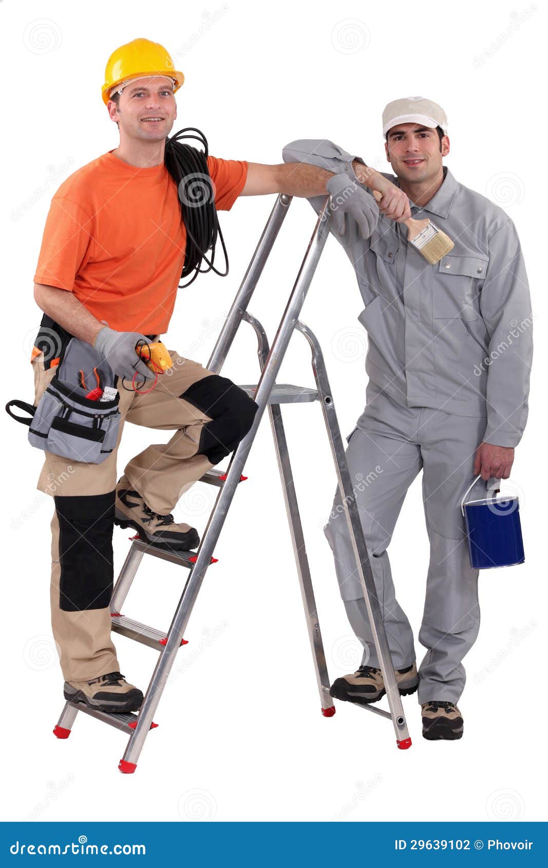 Painter and Electrician by Ladder Stock Photo Image of enterprise