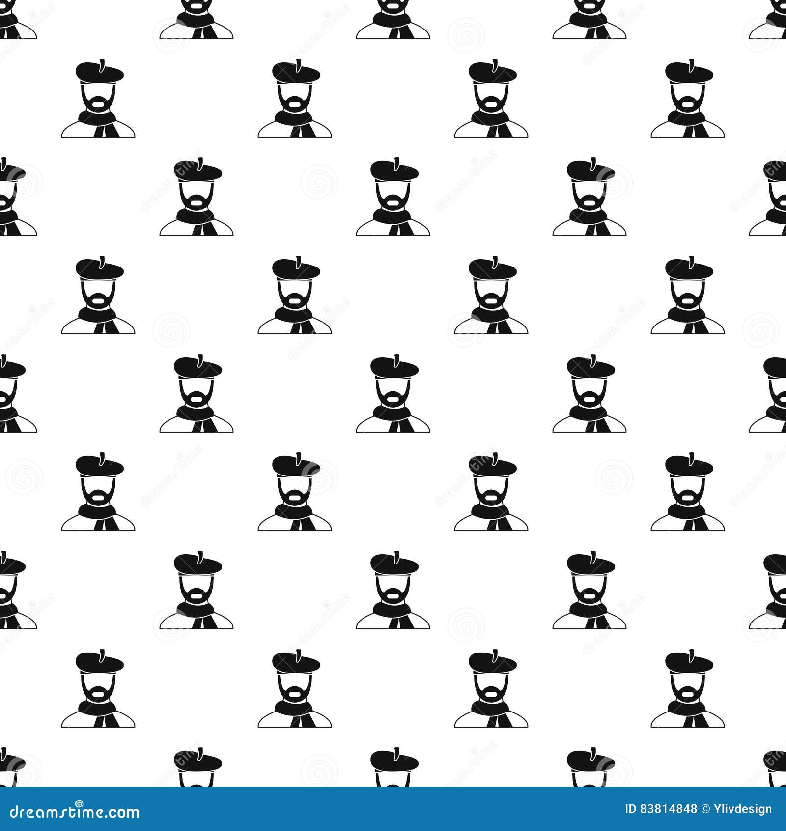 Painter in Hat Pattern, Simple Style Stock Vector Illustration of creative, backdrop 83814848