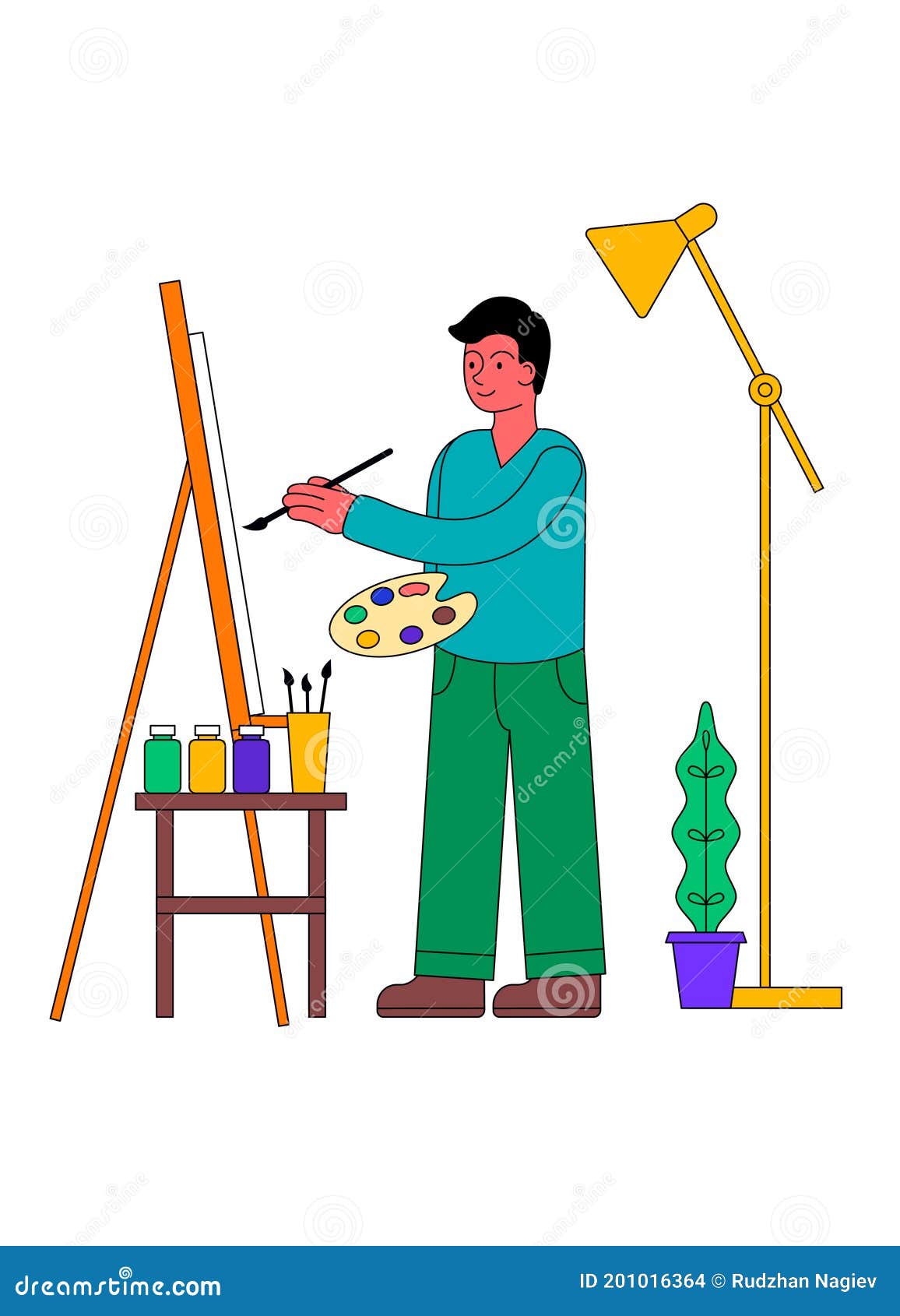 Painter Painting Big Picture Stock Vector - Illustration of colorful ...