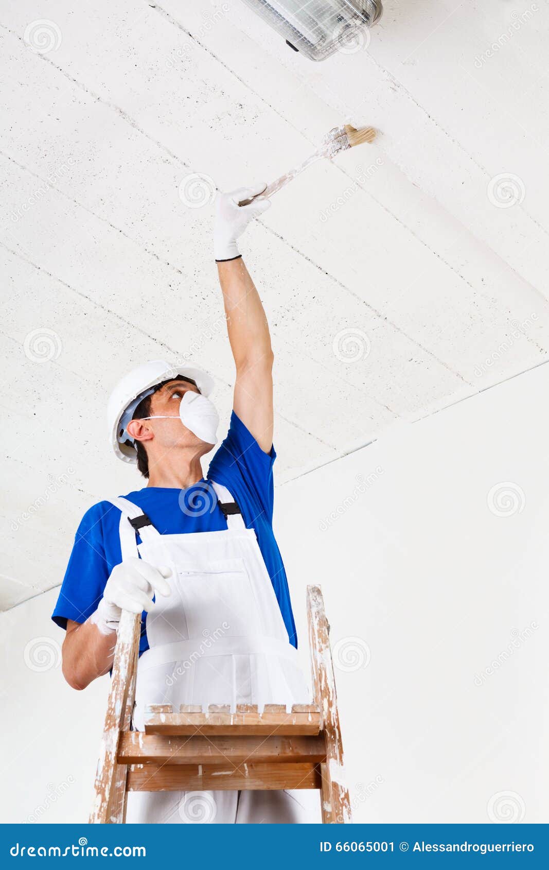 Painter Painting Ceiling With Brush Stock Image Image Of Brush