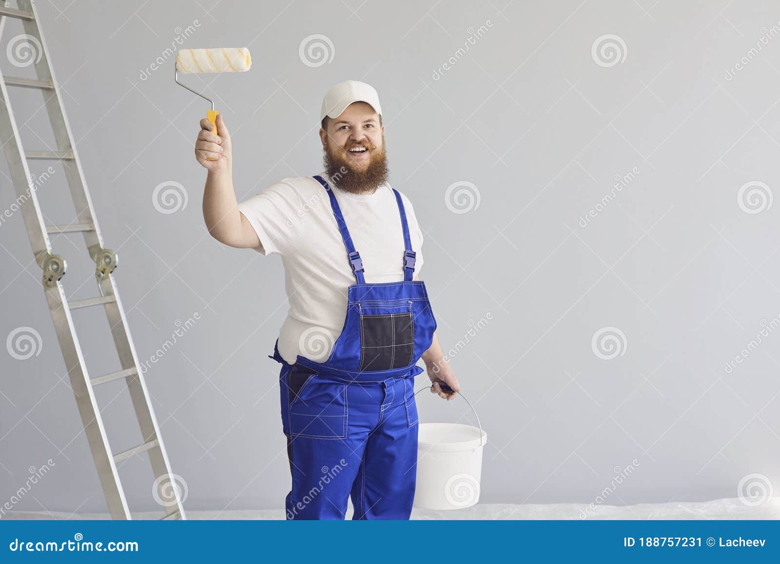 Painter Painting. Funny Male Painter with a Roller Skater Standing Paints in the Background. Stock Image - Image of background, people: 188757231 Painter Painting. Funny Male Painter with a Roller Skater Standing Paints in the Background. Stock Image - Image of background, people: 188757231
