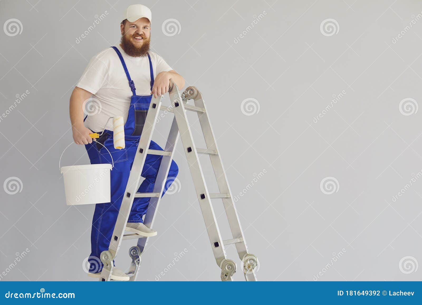 Painter Painting. Funny Male Painter with a Roller Skater Standing Paints in the Background. Stock Photo - Image of humor, interior: 181649392 Painter Painting. Funny Male Painter with a Roller Skater Standing Paints in the Background. Stock Photo - Image of humor, interior: 181649392