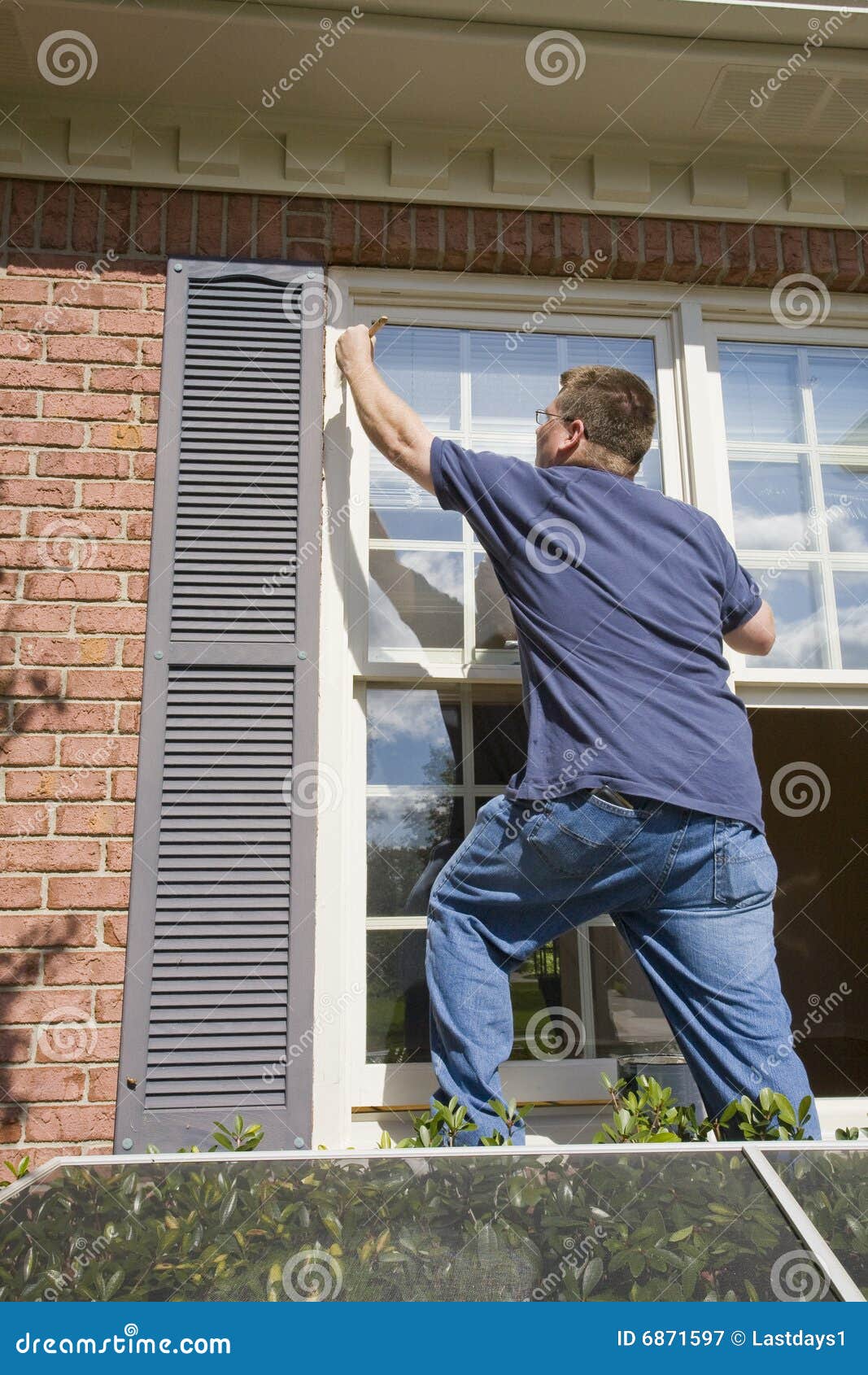 Painter Painting Trim Around Doors Windows Stock Image Image of