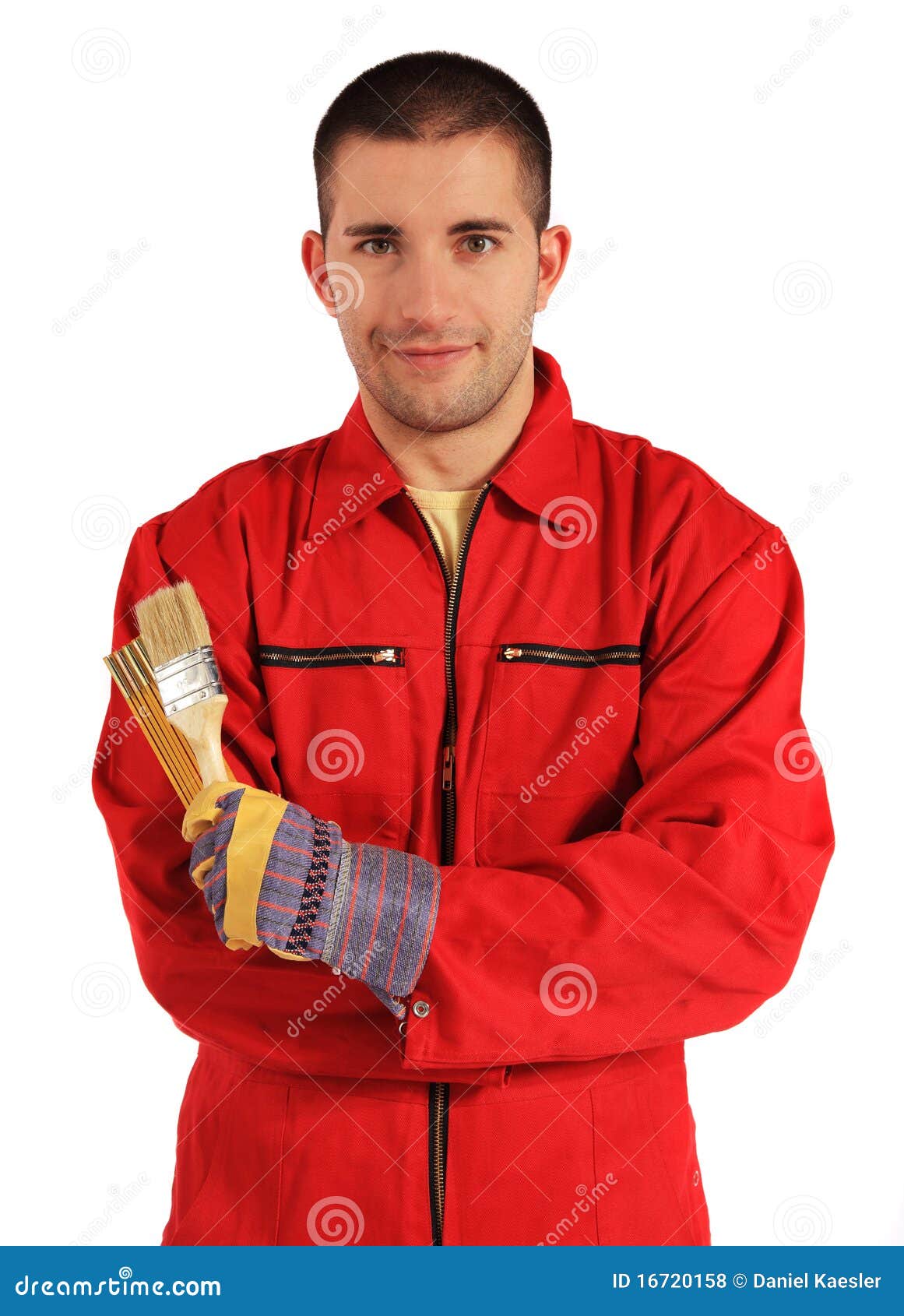 painter in red overall