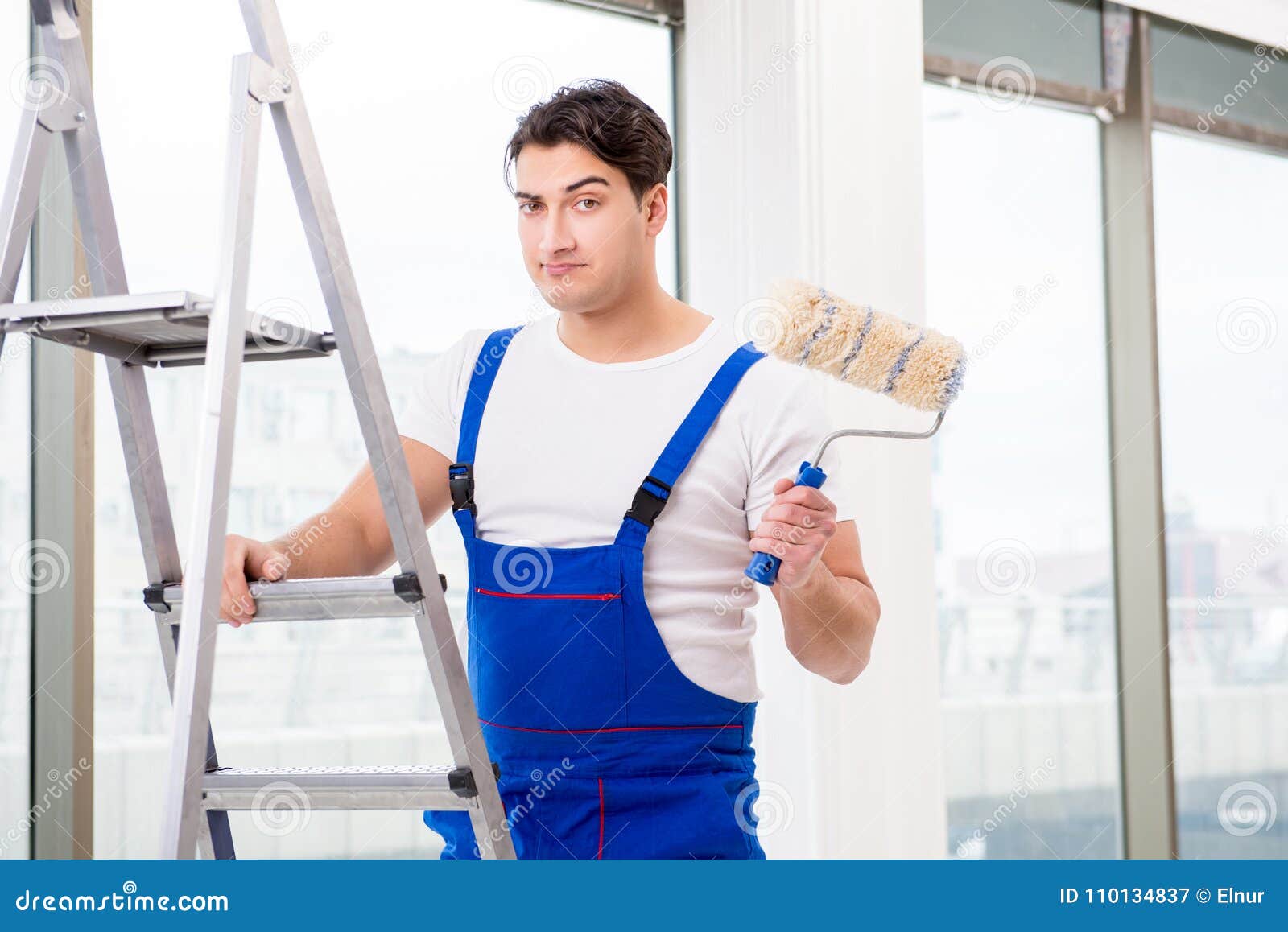 The Painter Repairman Working at Construction Site Stock Image Image of profession, home