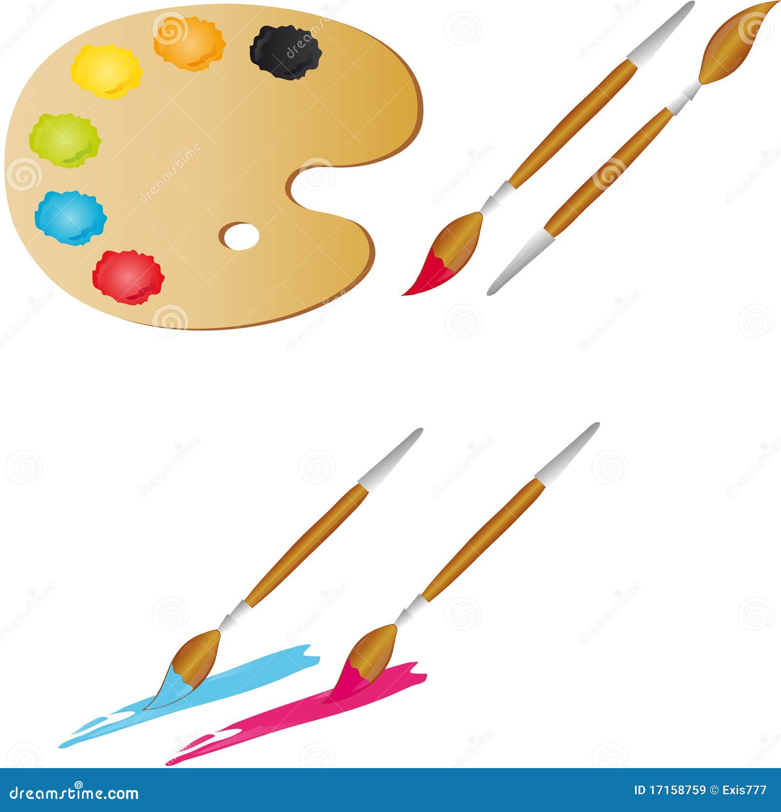 Painter S Palette with Brushes Stock Vector Illustration of artist