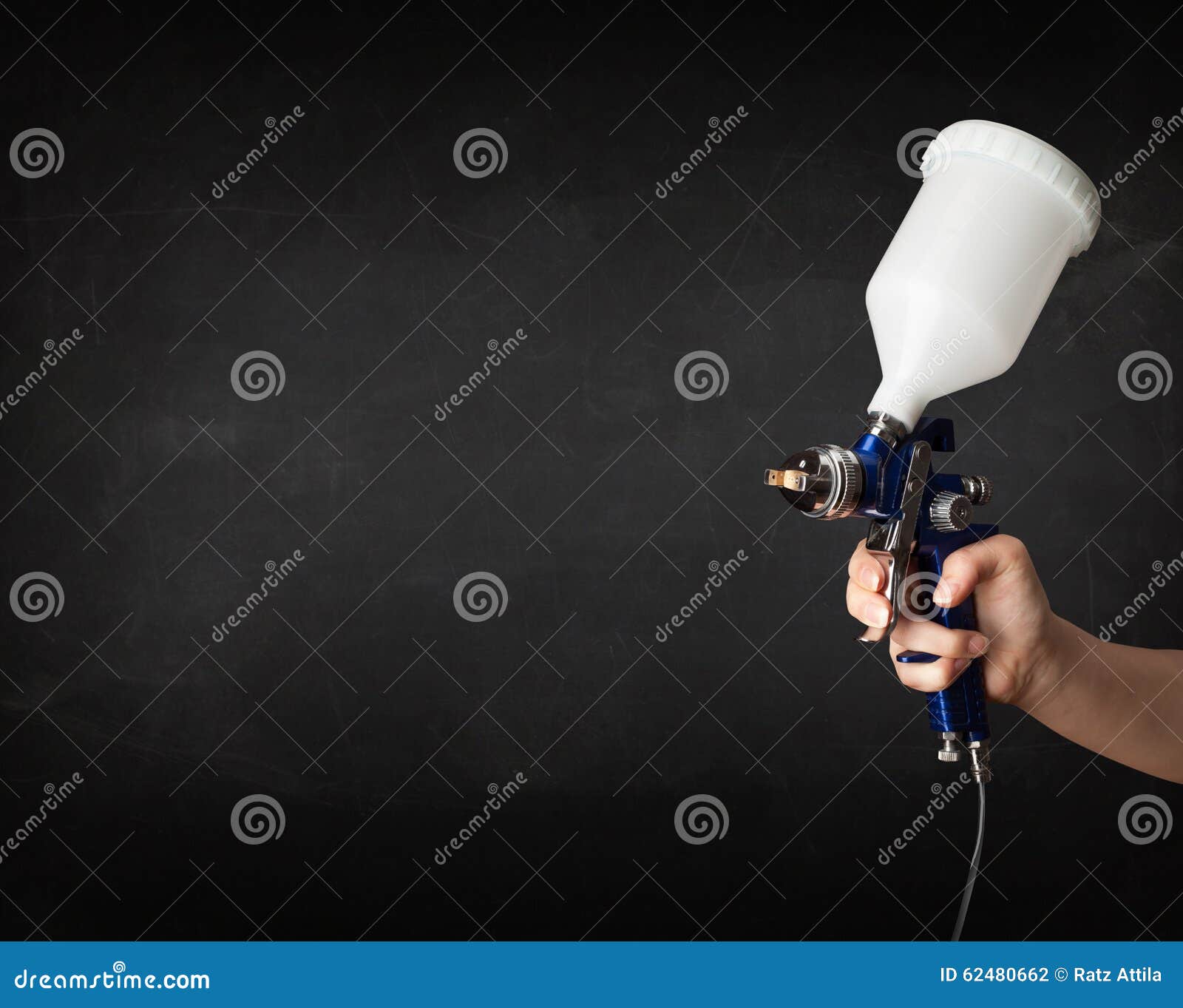 Painter Works with Airbrush Gun and Empty Copyspace Stock Photo Image of copyspace, airbrush