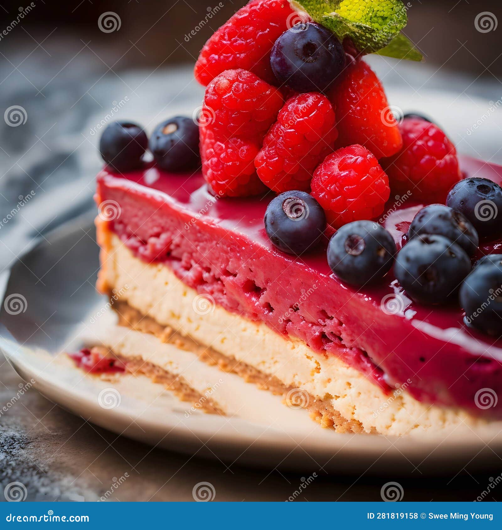 Painterly Image of the Culinary Delicious Cheese Cake with Fruits ...