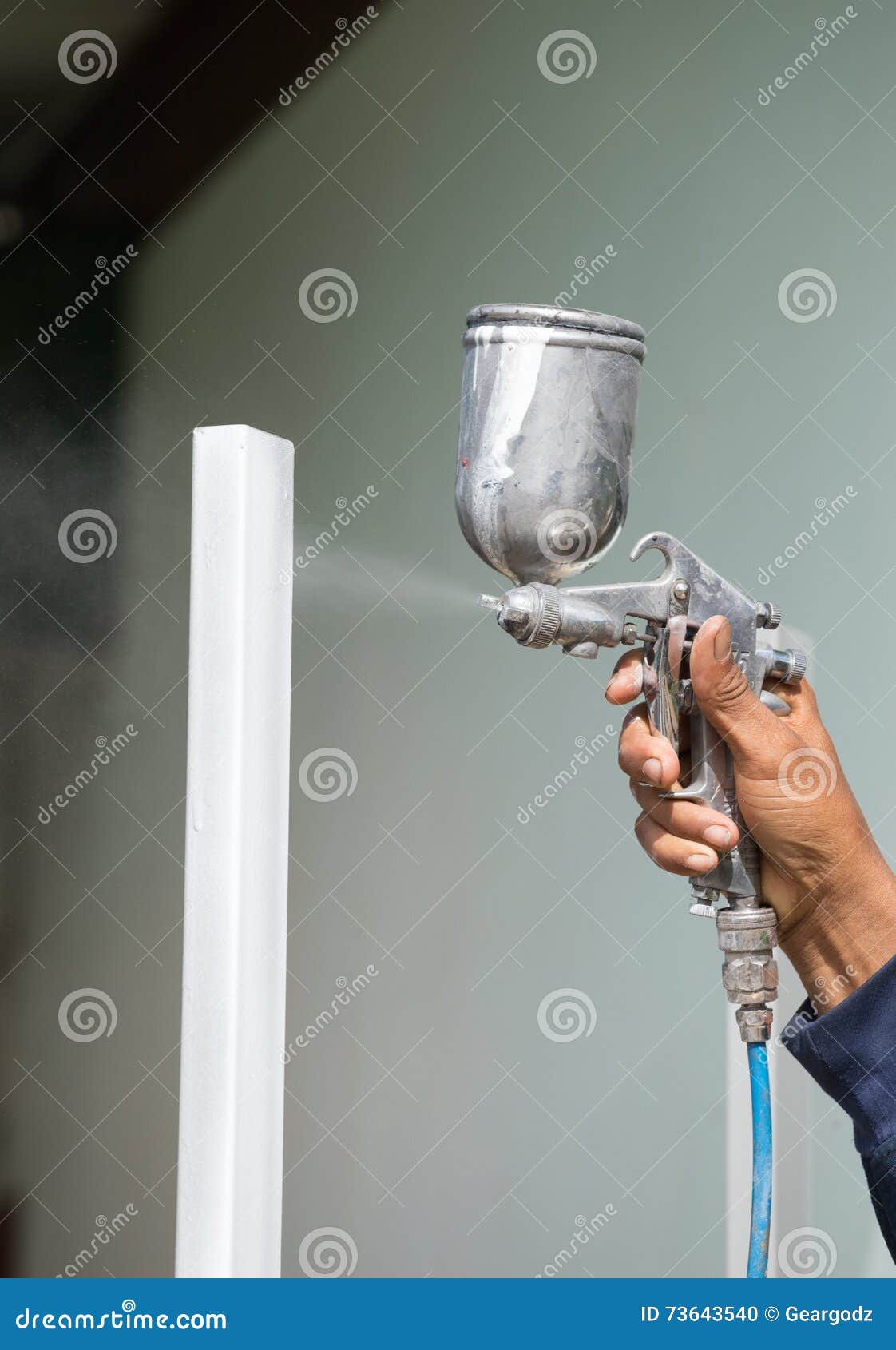 Painters Were Spray Painting Steel Frame Stock Photo Image of tool