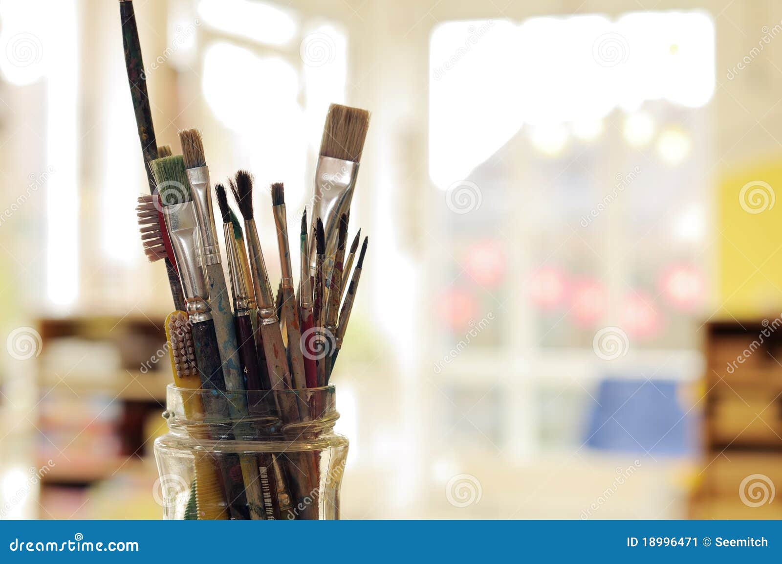 Painting Art Brushes in the Jar Stock Image Image of sheers, light