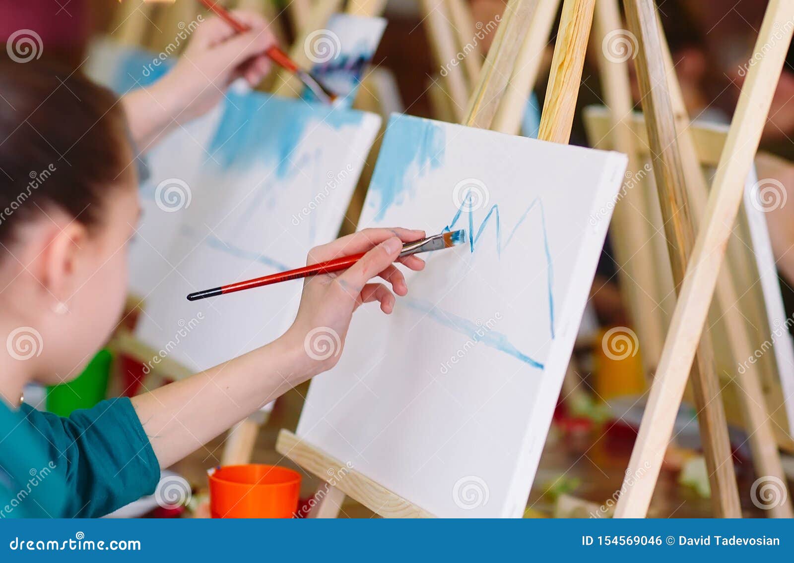 Painting at the Art School. Painting Studio Stock Photo Image of
