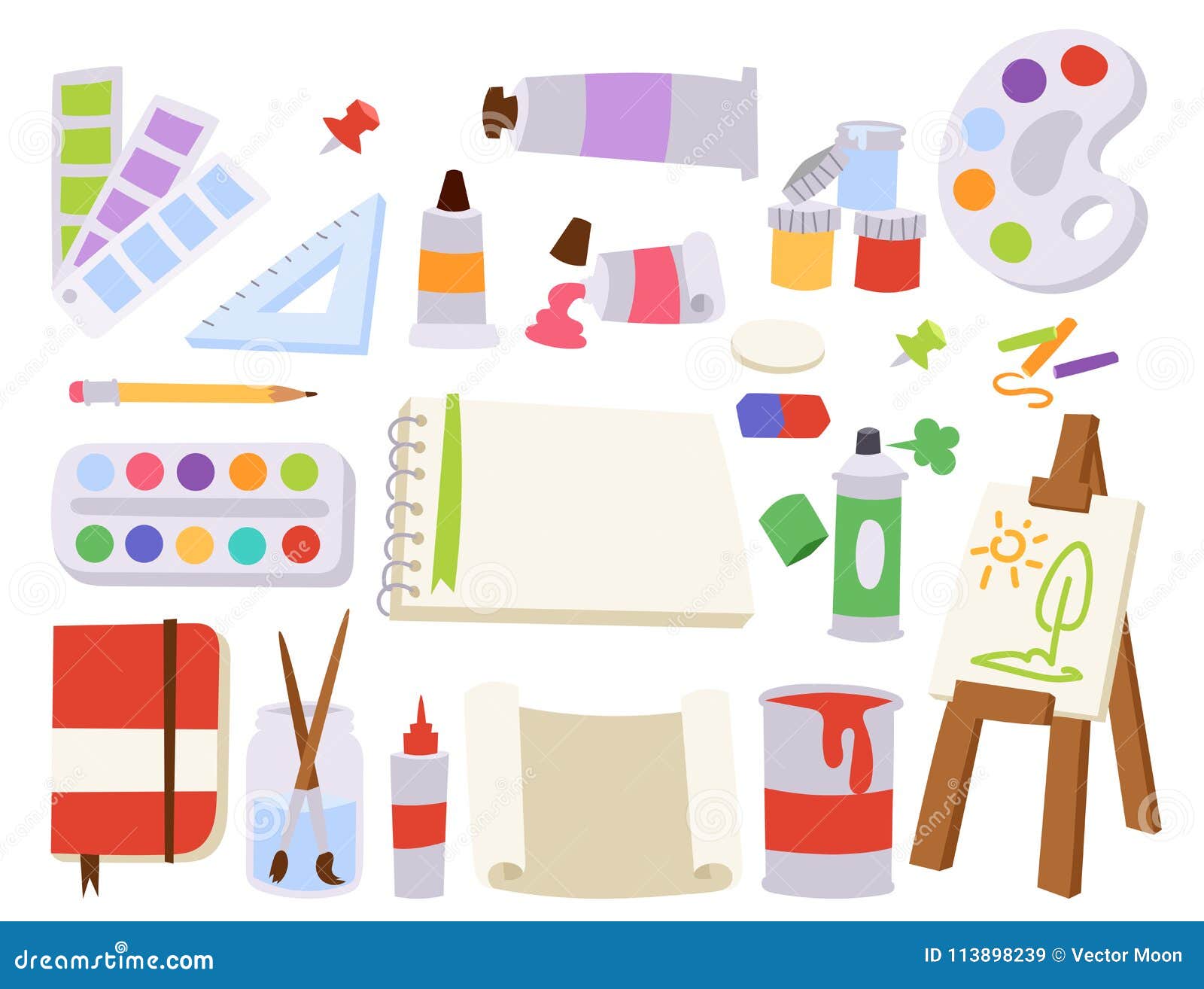 Artist palette with art tools and supplies Vector Image